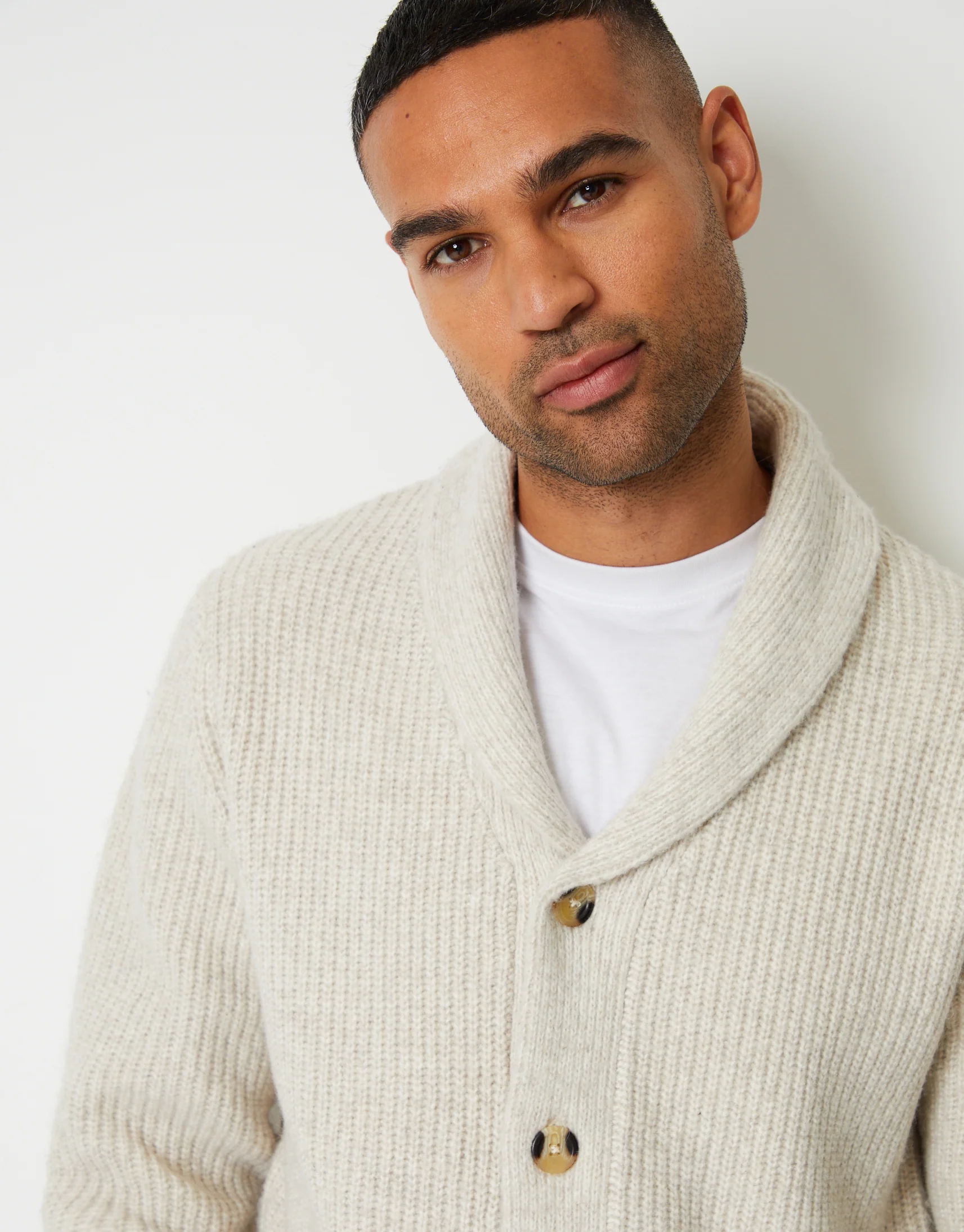 Shawl Cardigan in Ecru Marl - Image 4