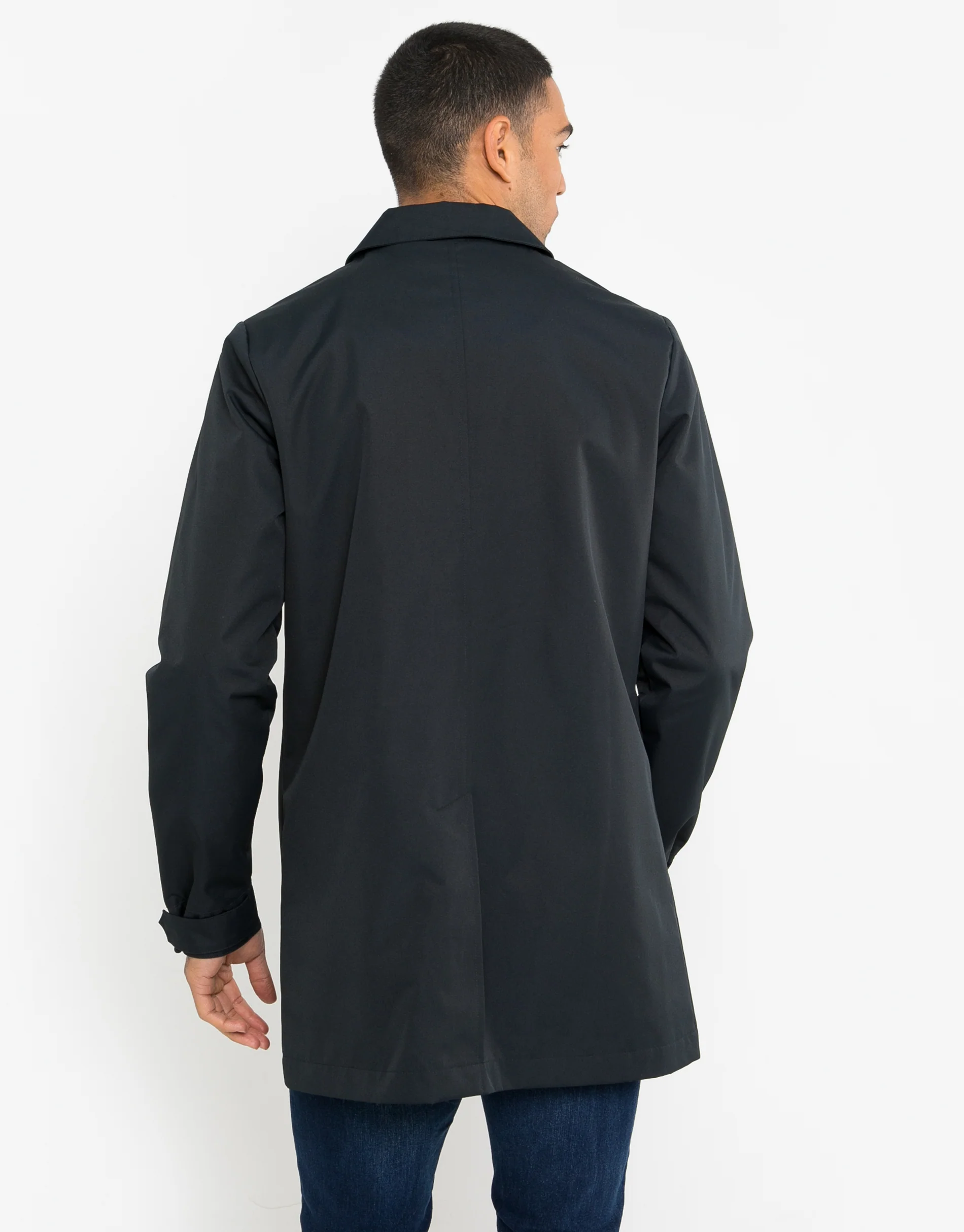 Showerproof Longline Mac in Navy - Image 2