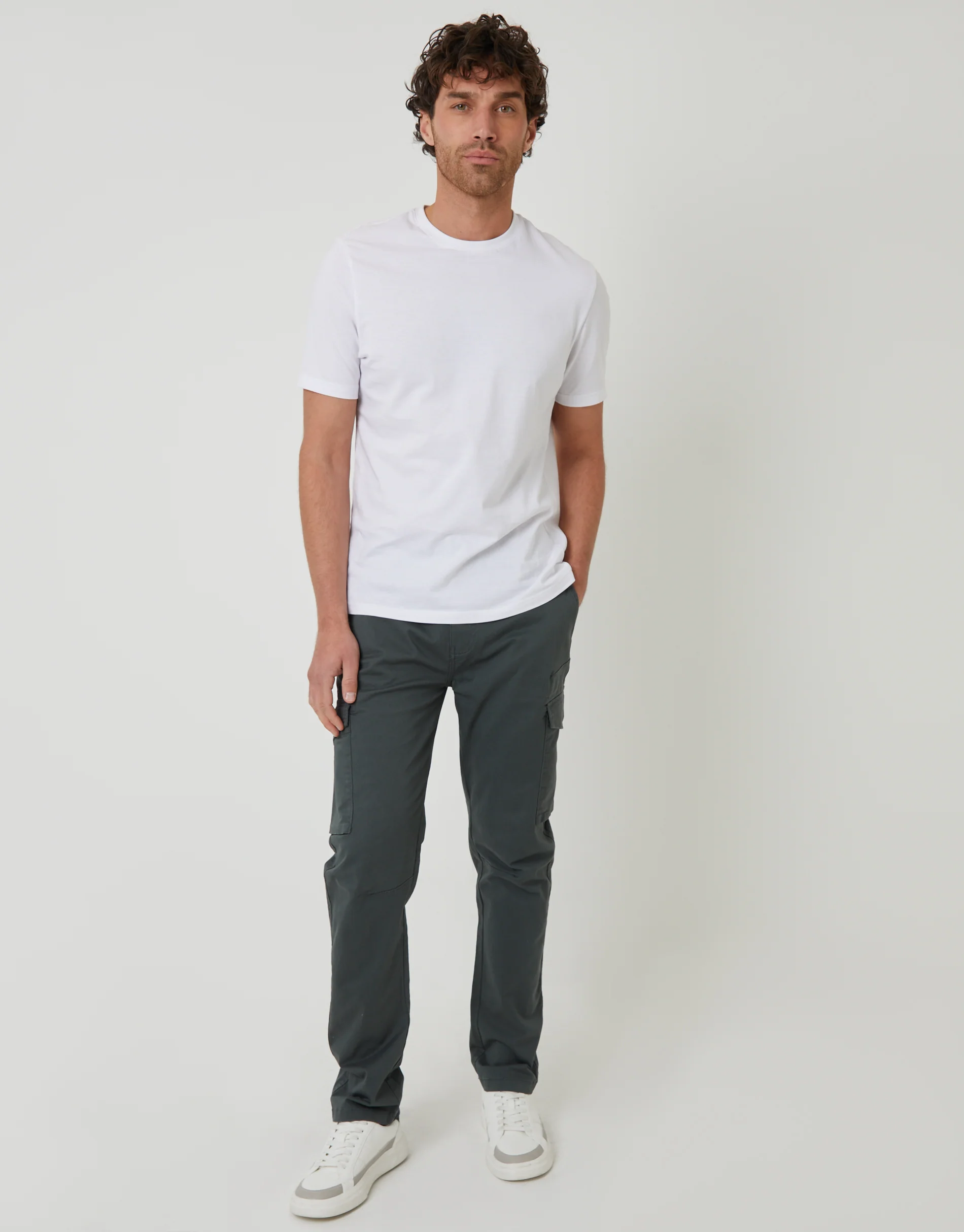 Slim Fit Cargo Style Trouser in Grey