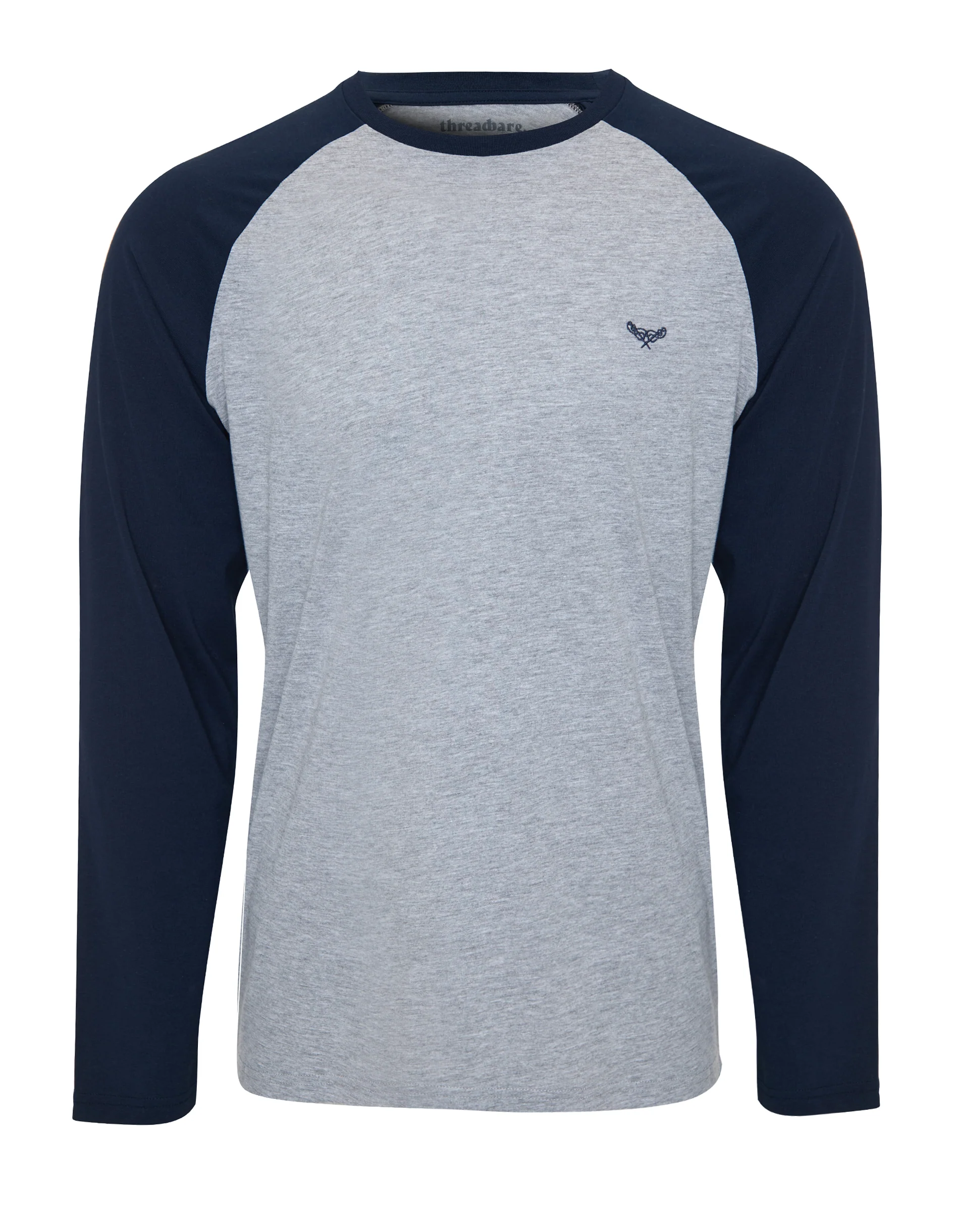 Raglan Sleeve Pyjama Set in Grey & Navy - Image 6