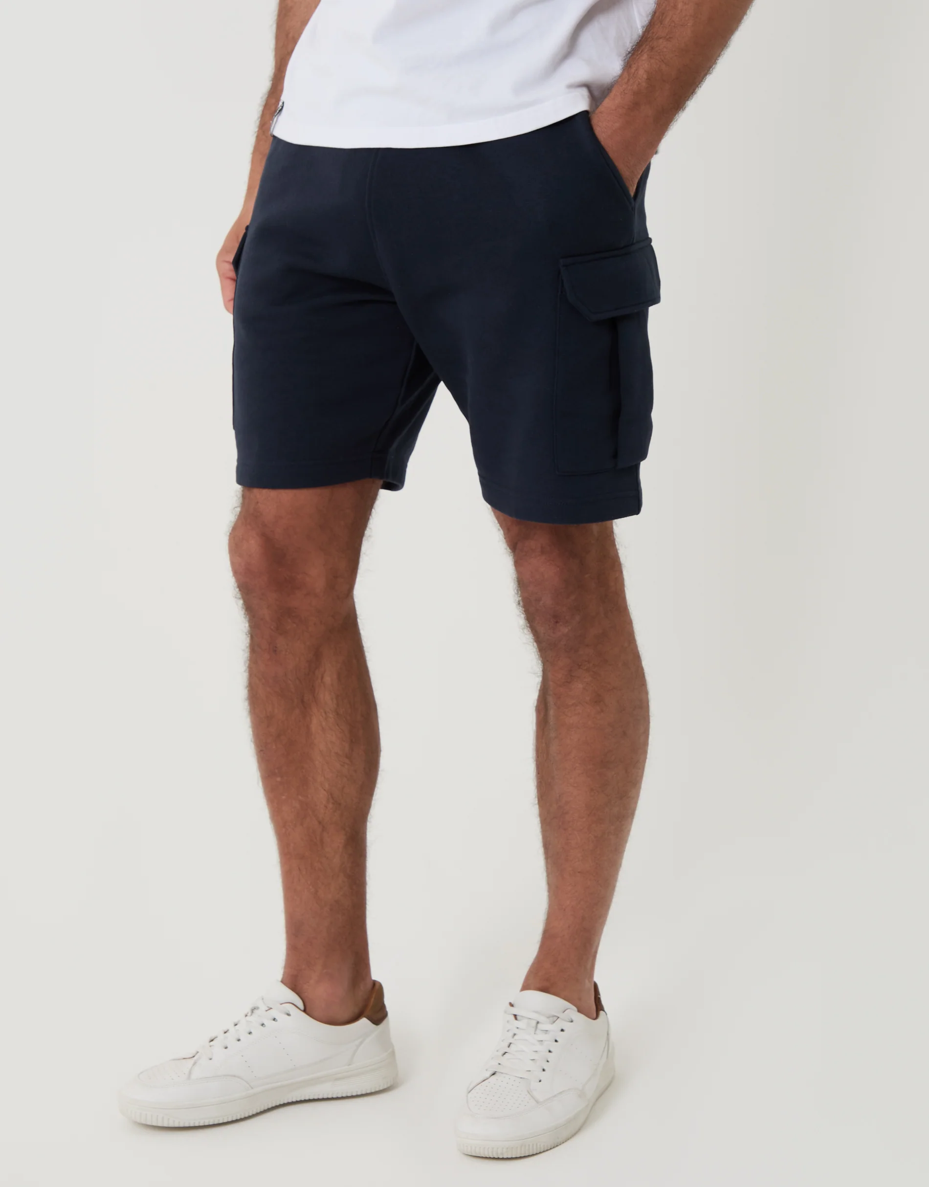 Cargo Fleece Shorts in Navy - Image 2