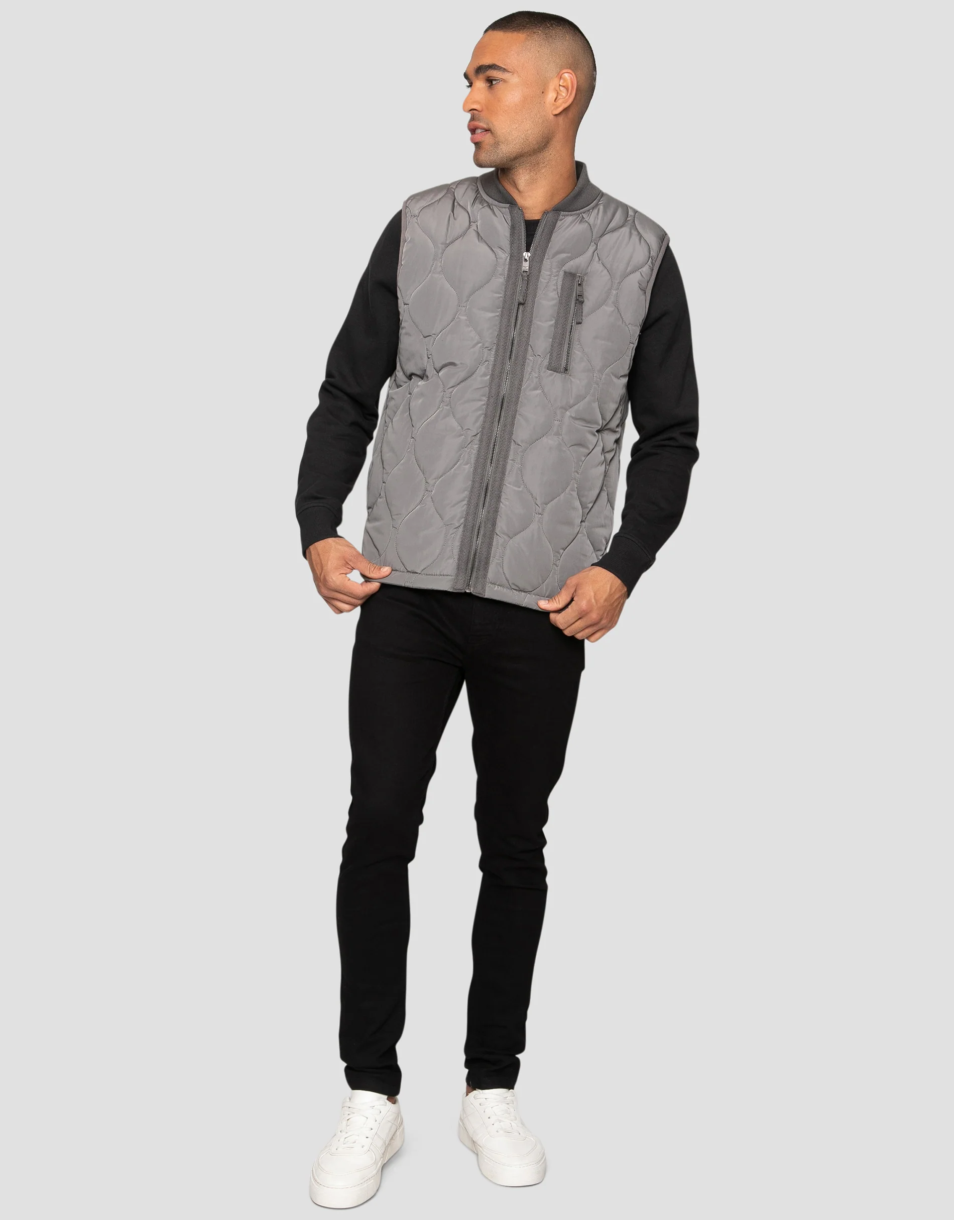 Onion Quilted Gilet in Grey - Image 3