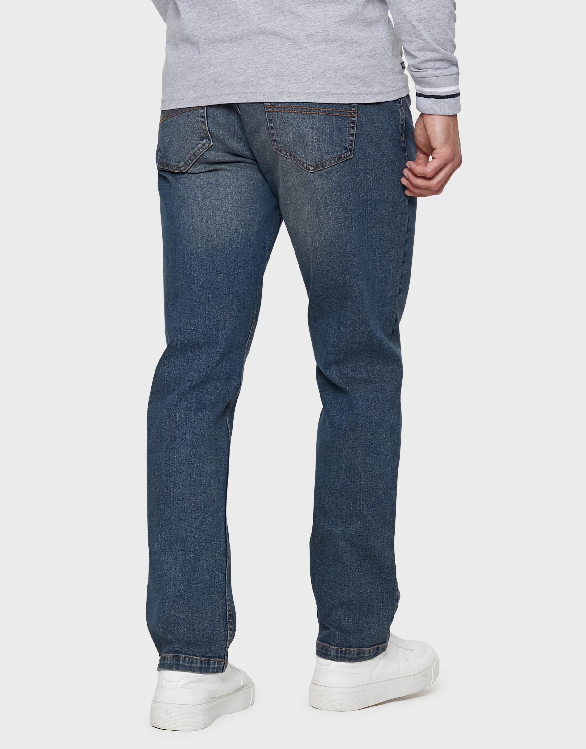 Straight Leg Belted Jeans in Dirty Wash - Image 2