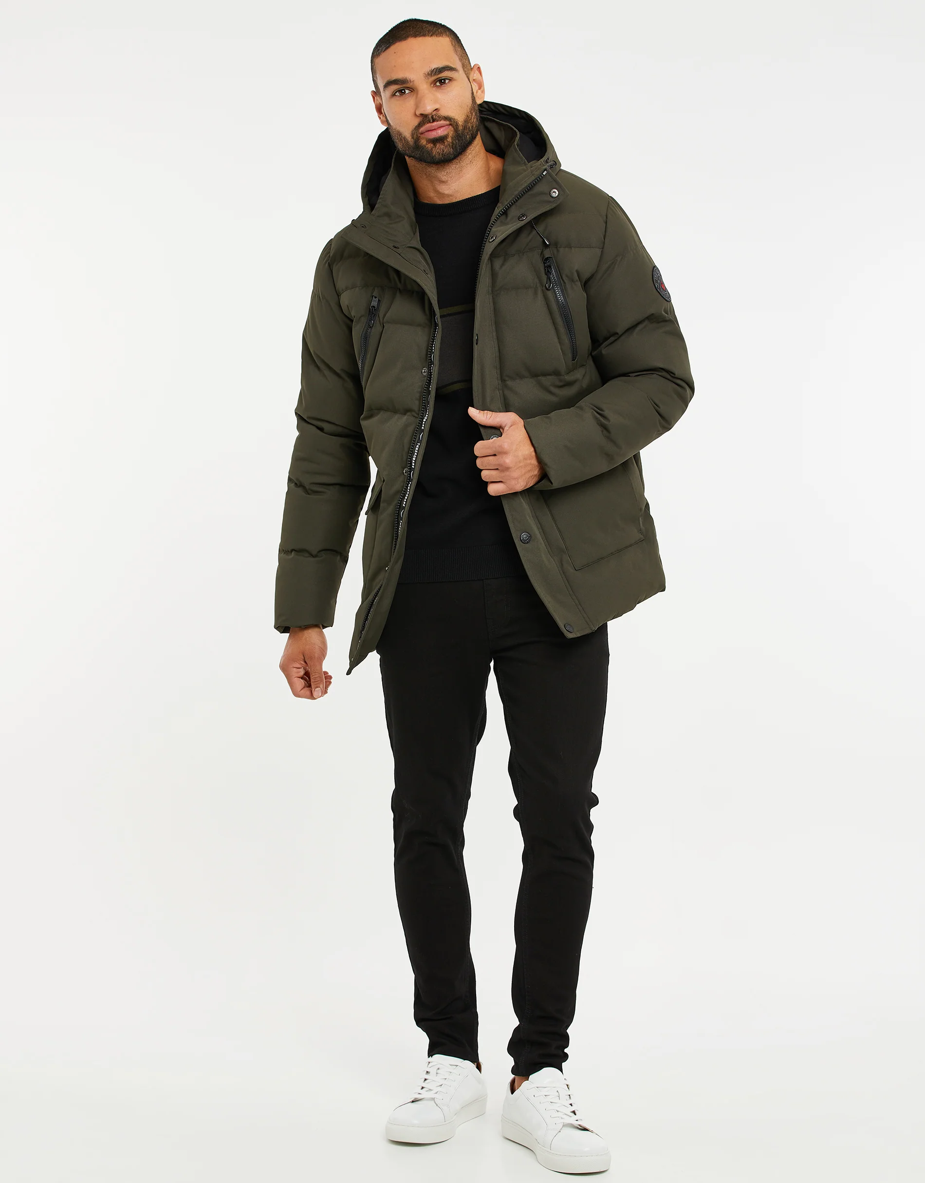 Hooded Padded Jacket in Khaki Green - Image 3