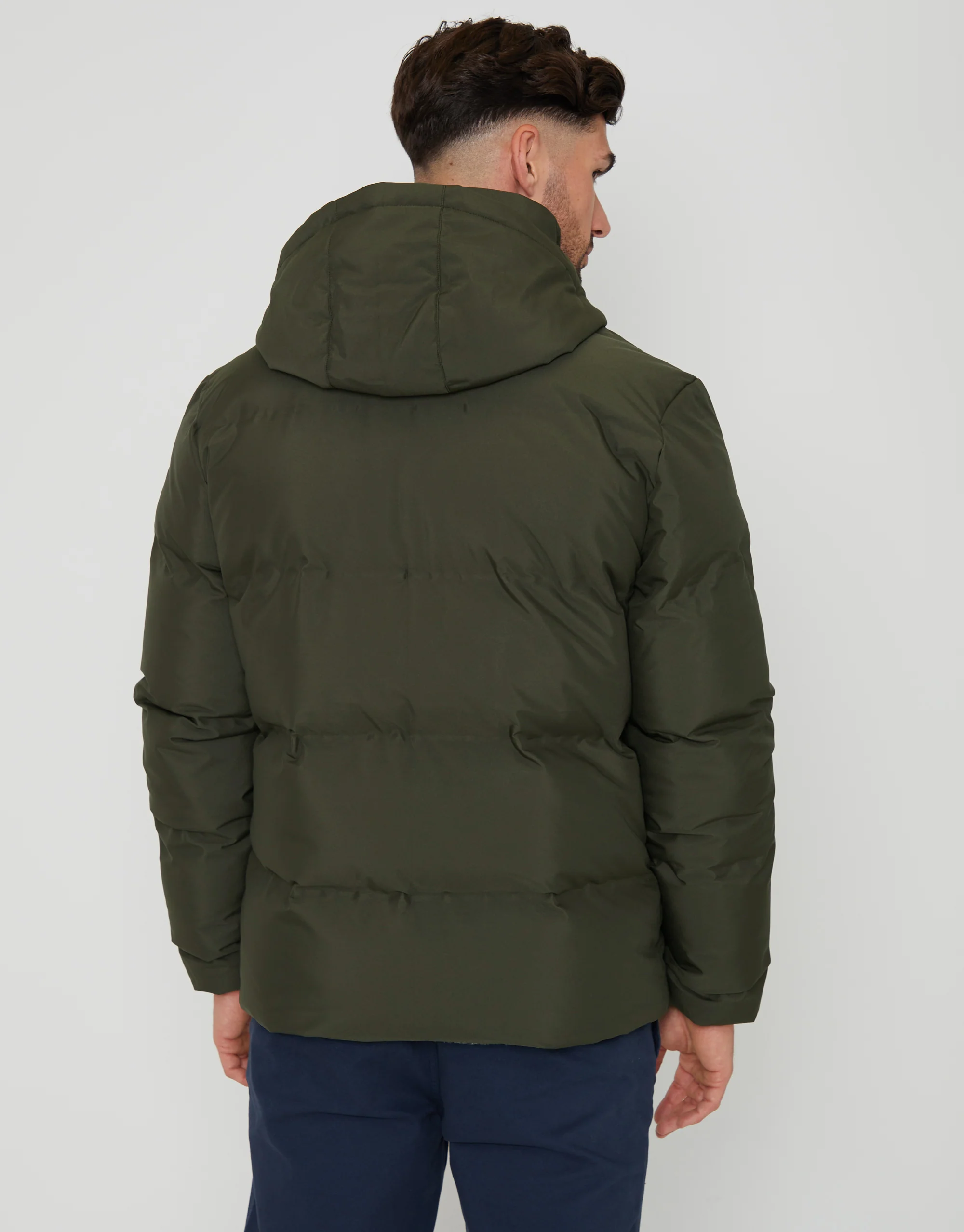 Hooded Puffer Jacket in Khaki Green - Image 2