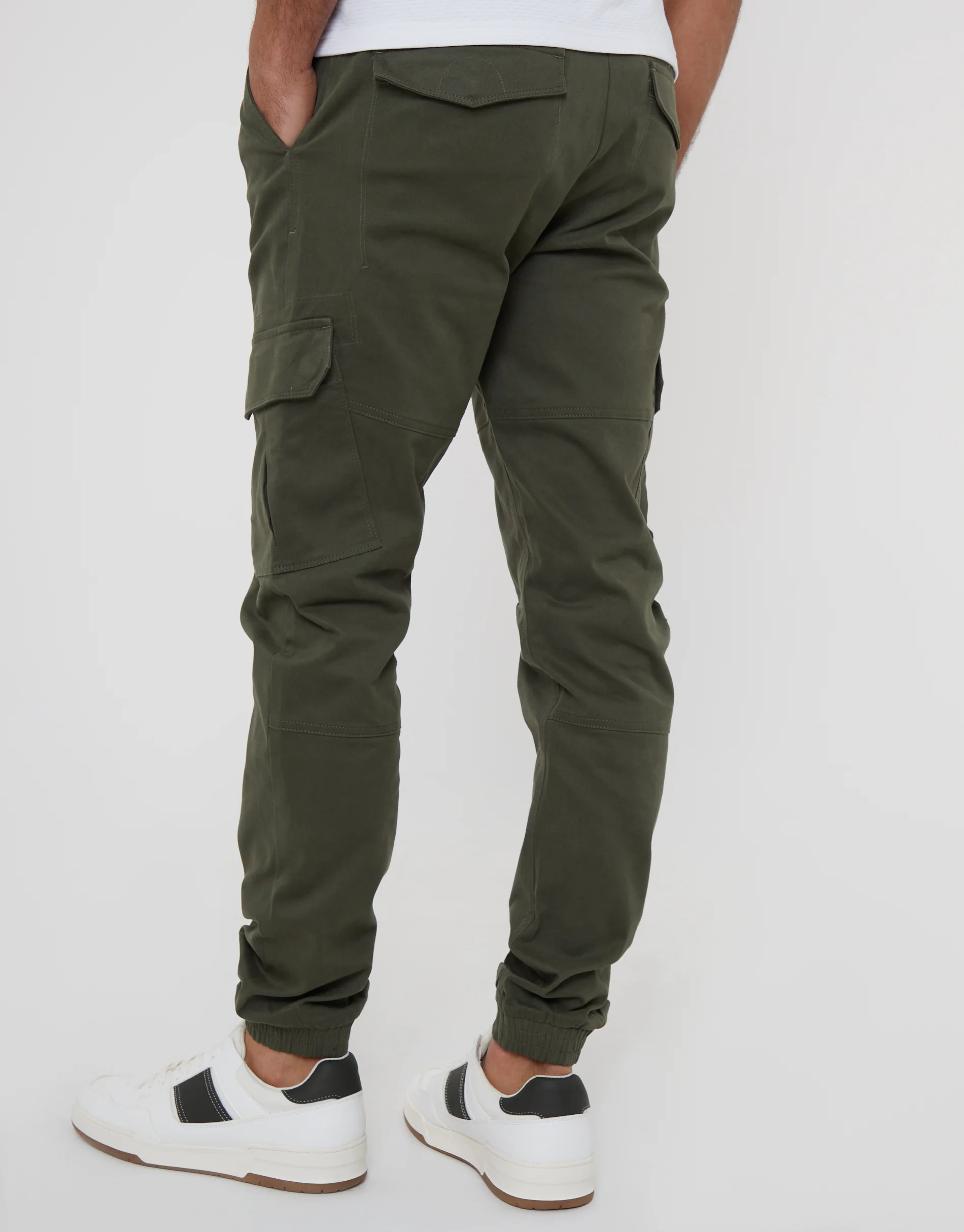 Jogger Style Cargo Trousers in Khaki Green - Image 3