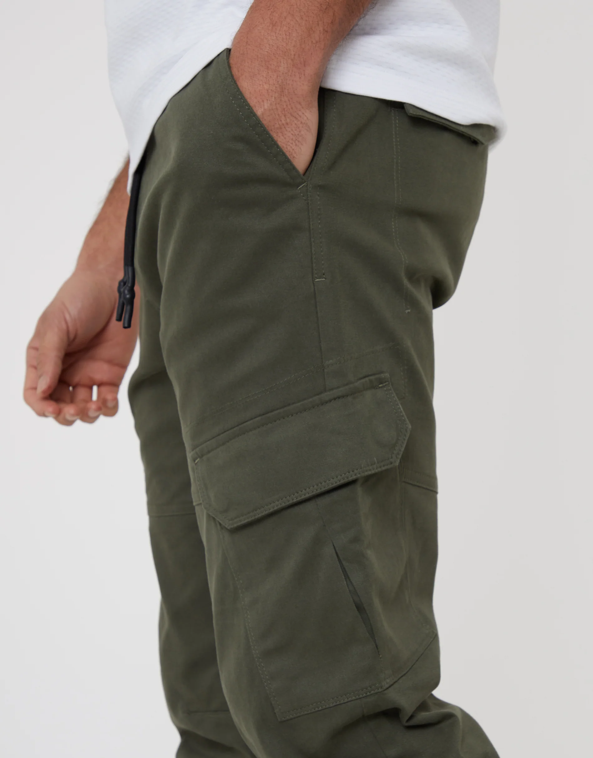 Jogger Style Cargo Trousers in Khaki Green - Image 4