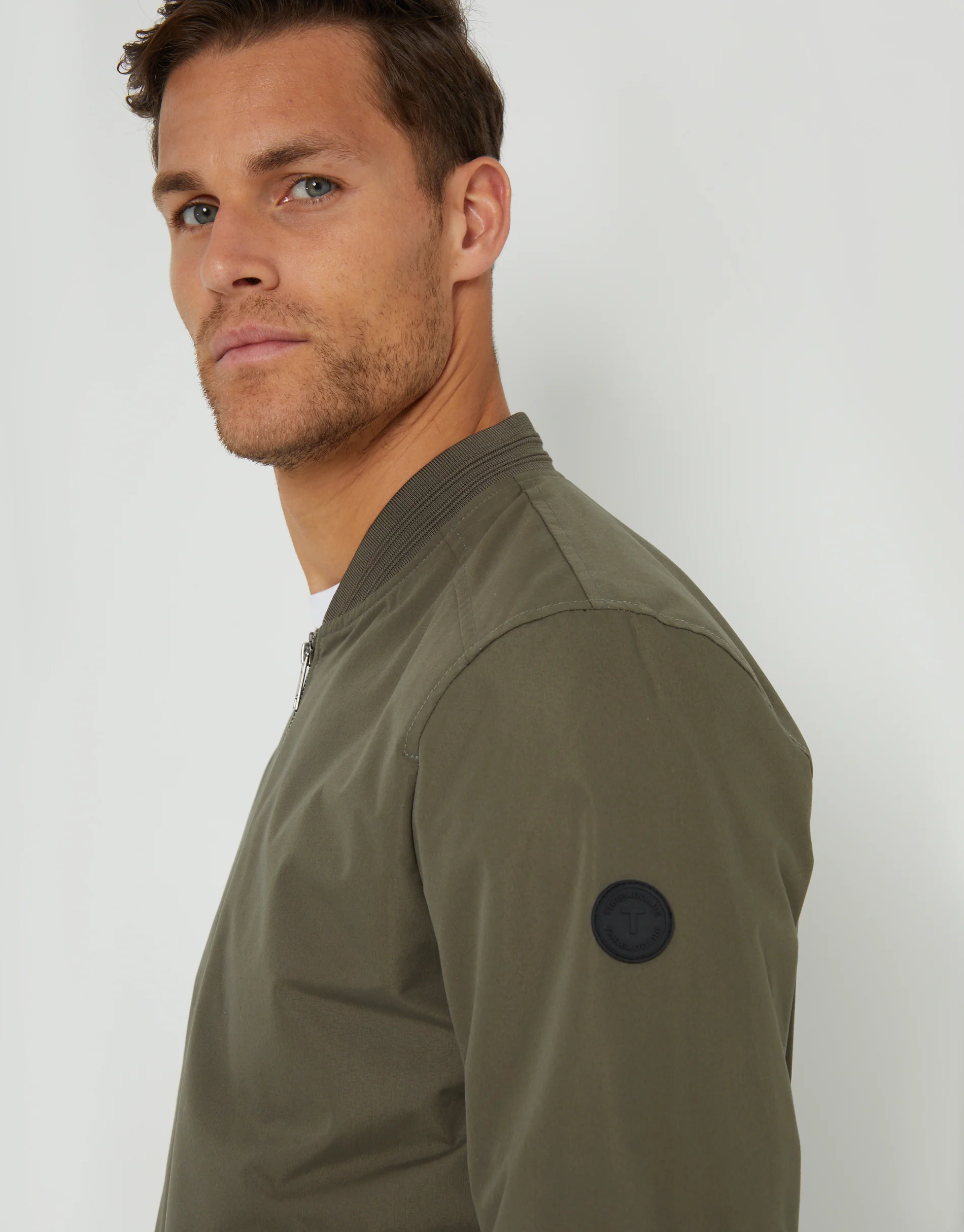 Showerproof Classic Bomber Jacket in Khaki Green - Image 4