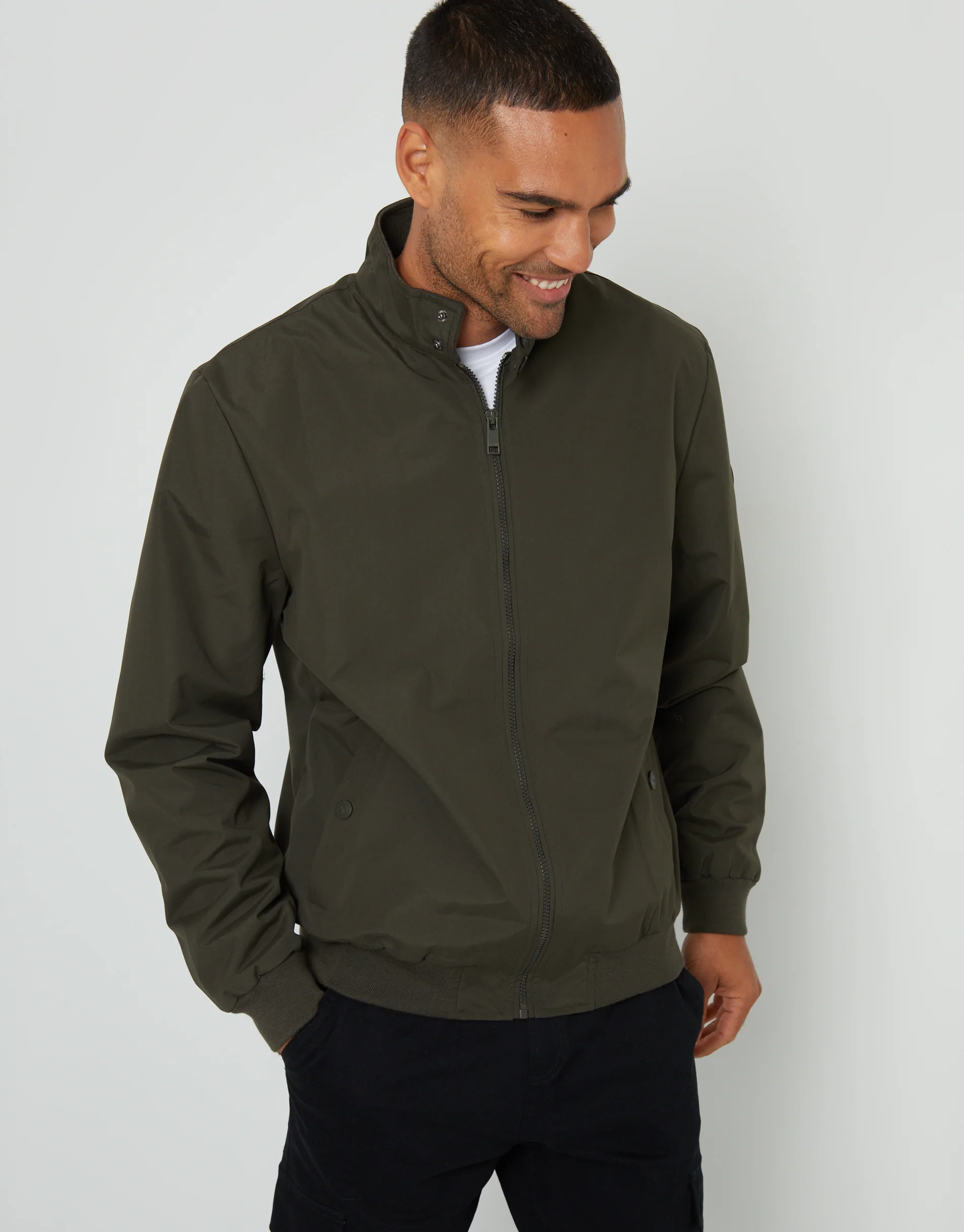 Showerproof Harrington Jacket in Khaki Green - Image 3