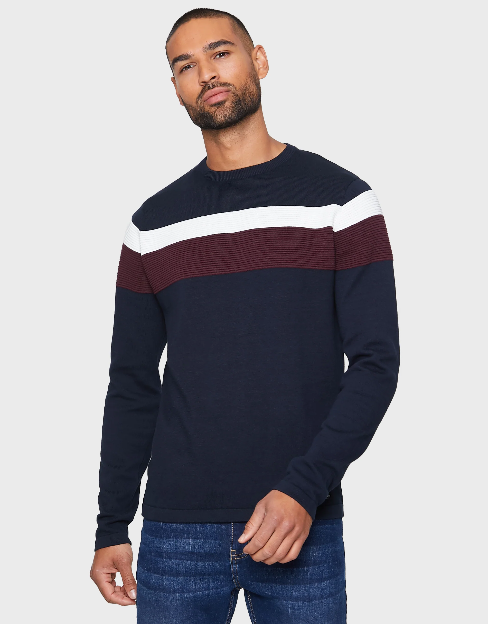Colourblock Jumper in Navy