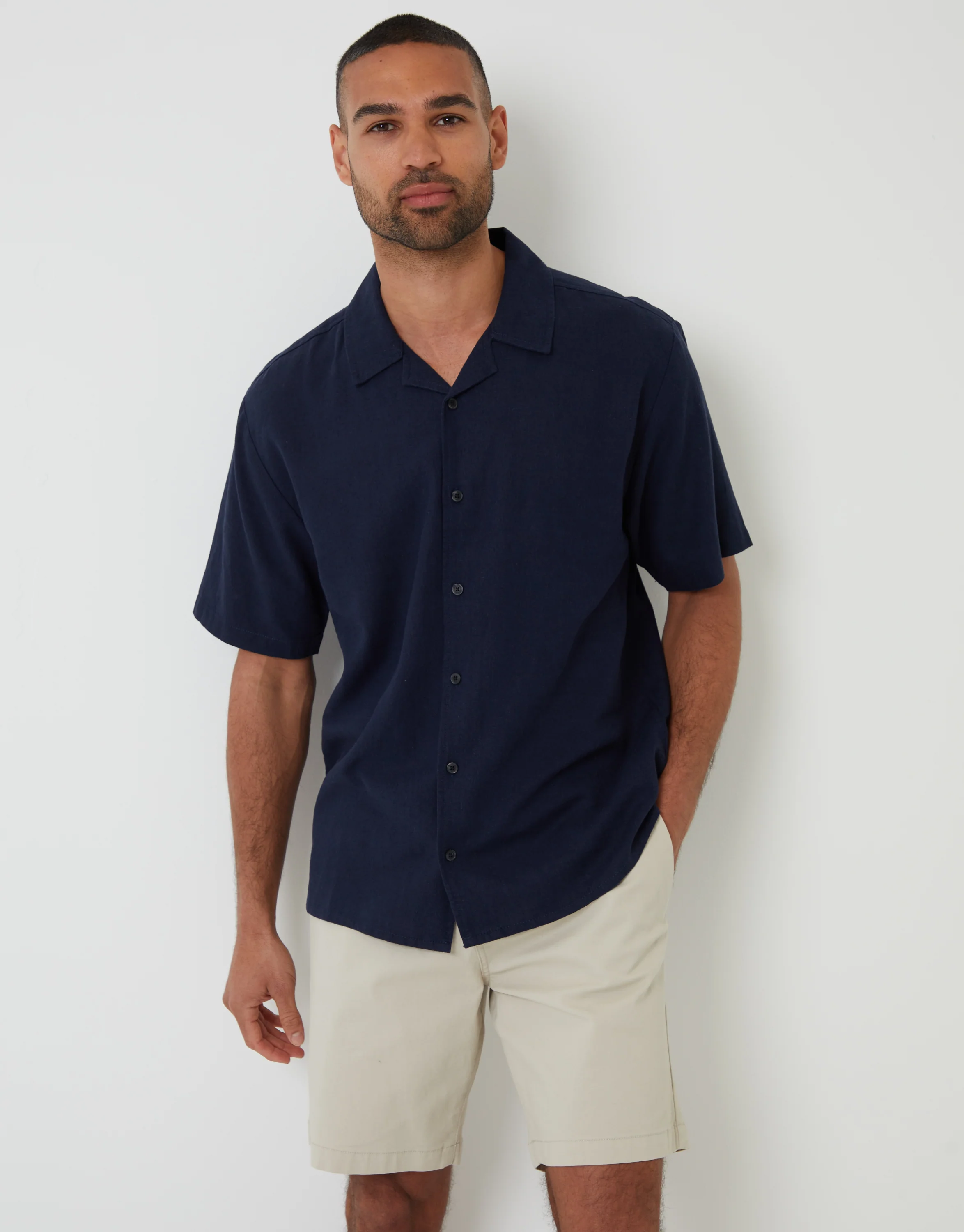Regular Fit Stretch Chino Shorts in Light Stone - Image 3