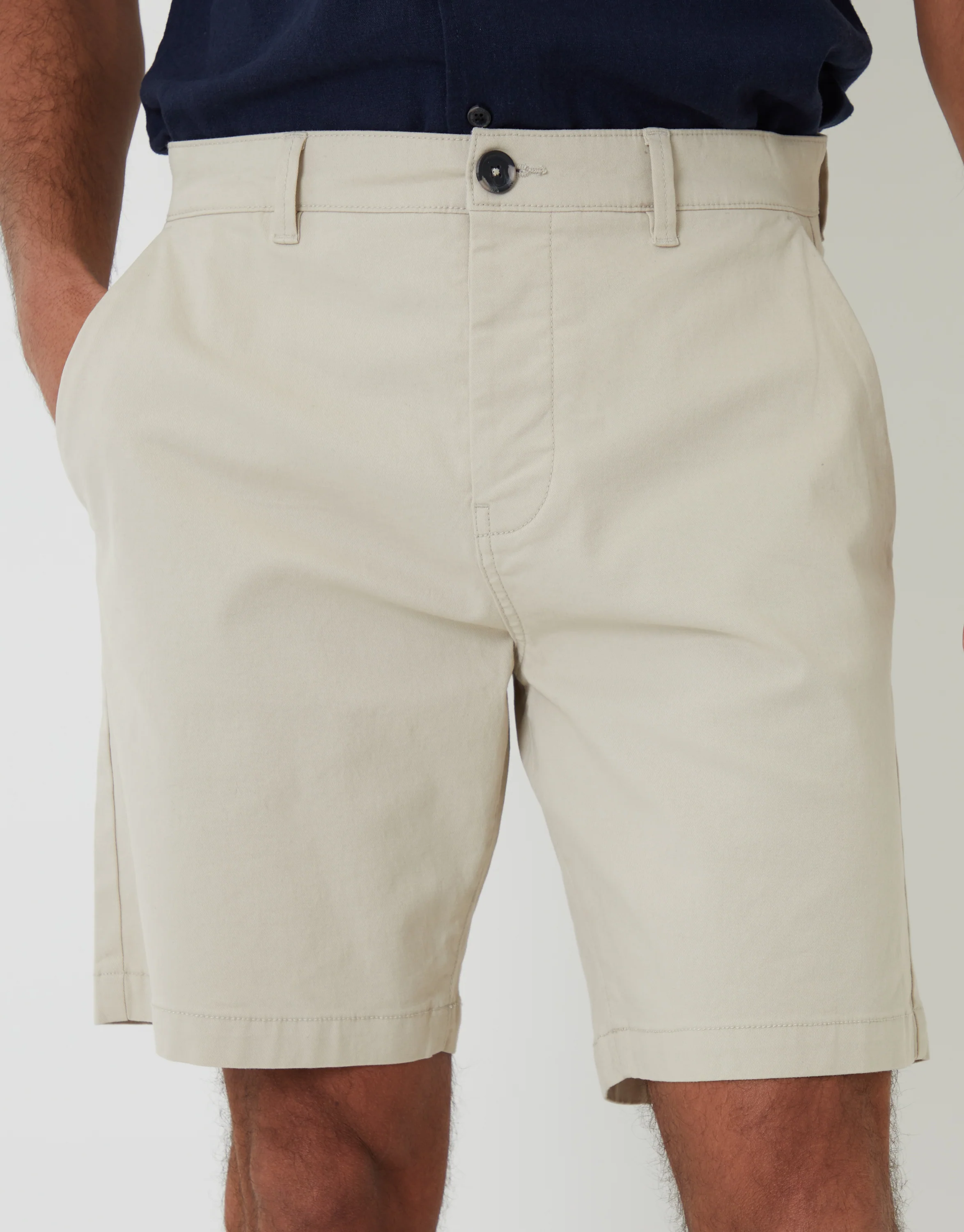 Regular Fit Stretch Chino Shorts in Light Stone - Image 4