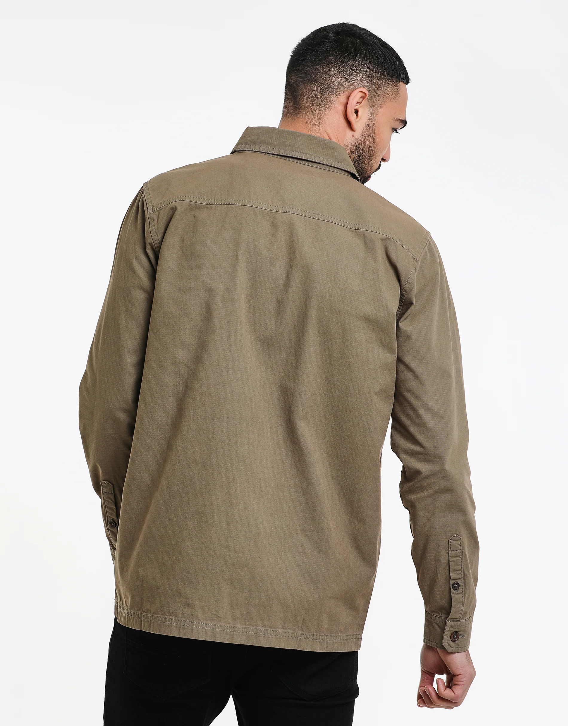 Lightweight Shacket in Khaki Green - Image 3