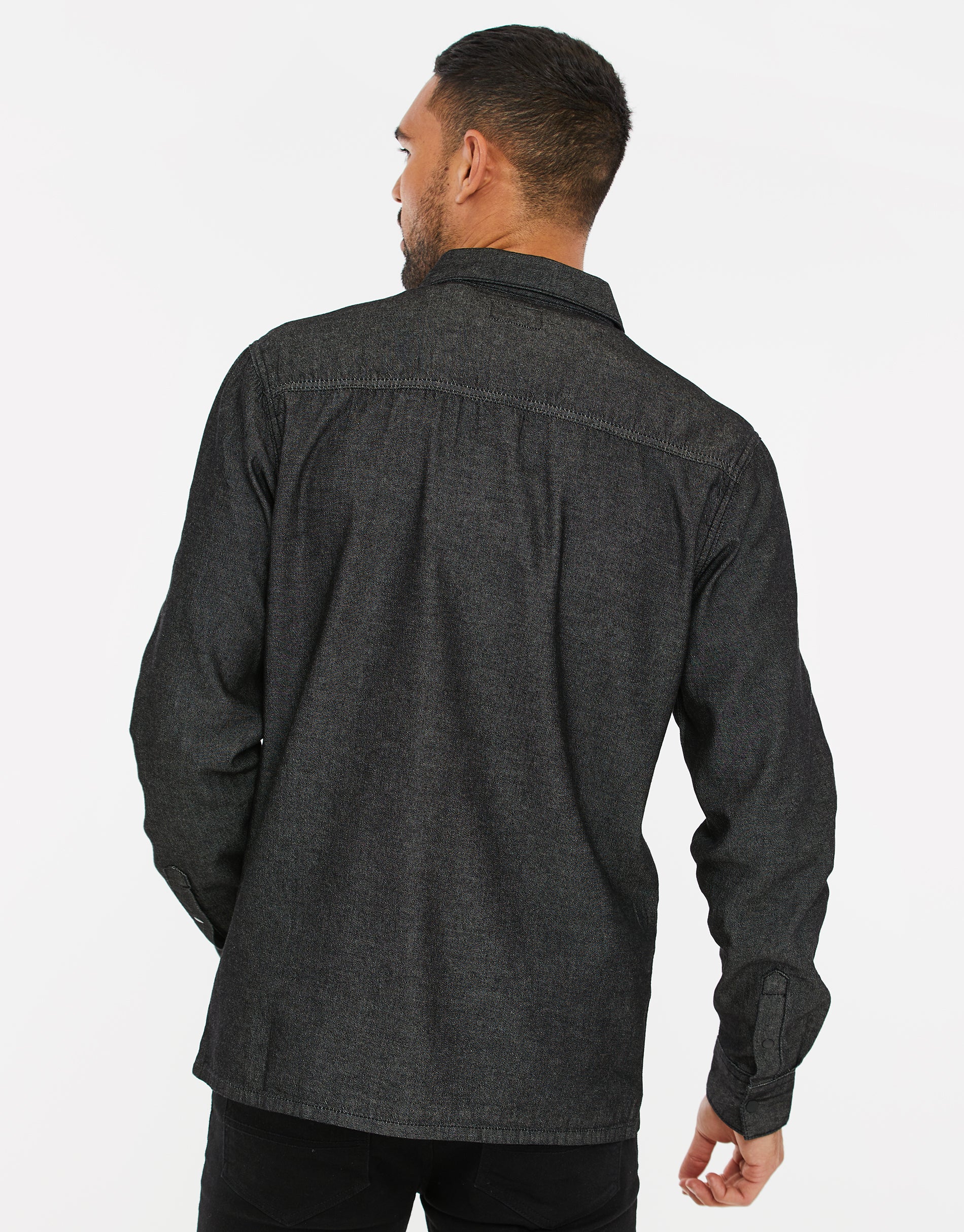 Denim Shirt in Black - Image 2
