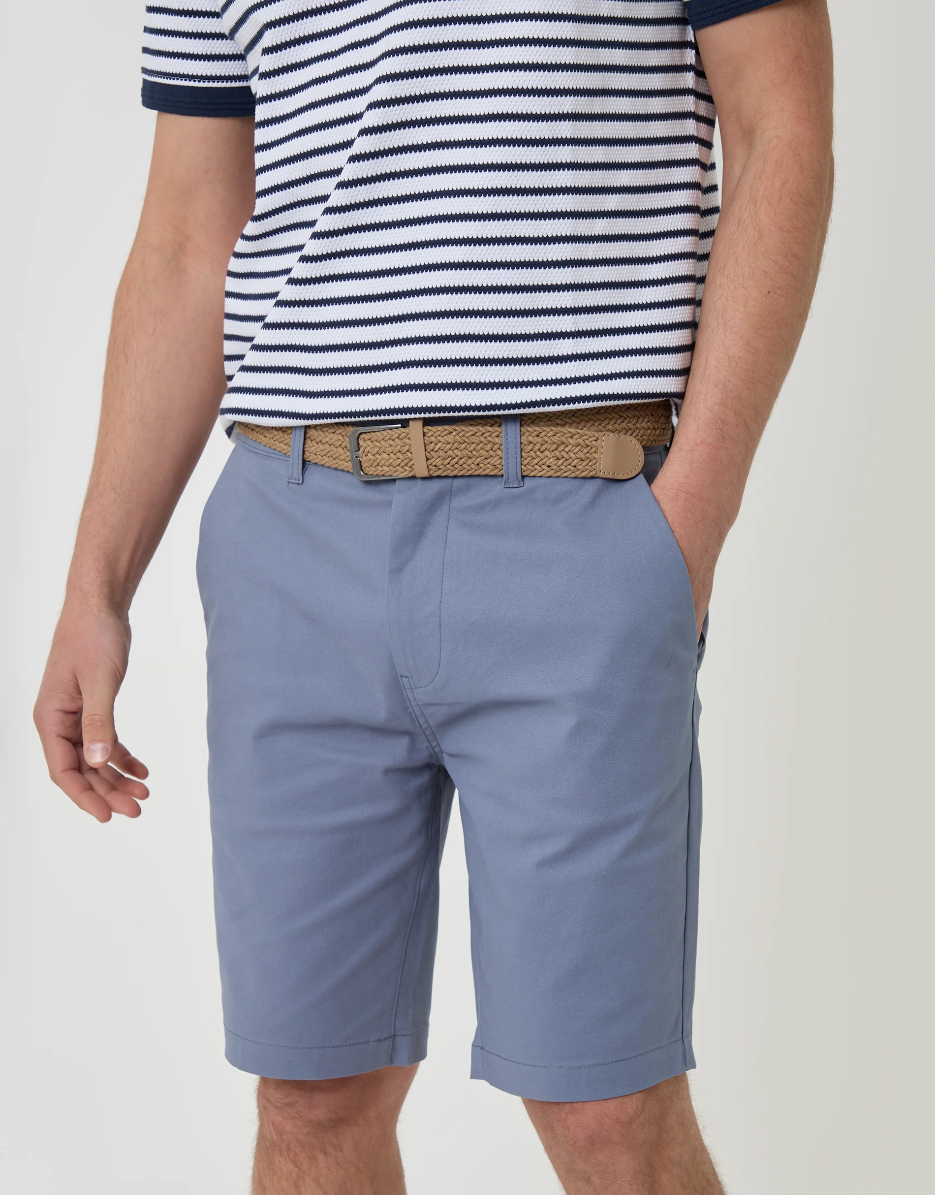 Belted Chino Shorts in Misty Blue - Image 4