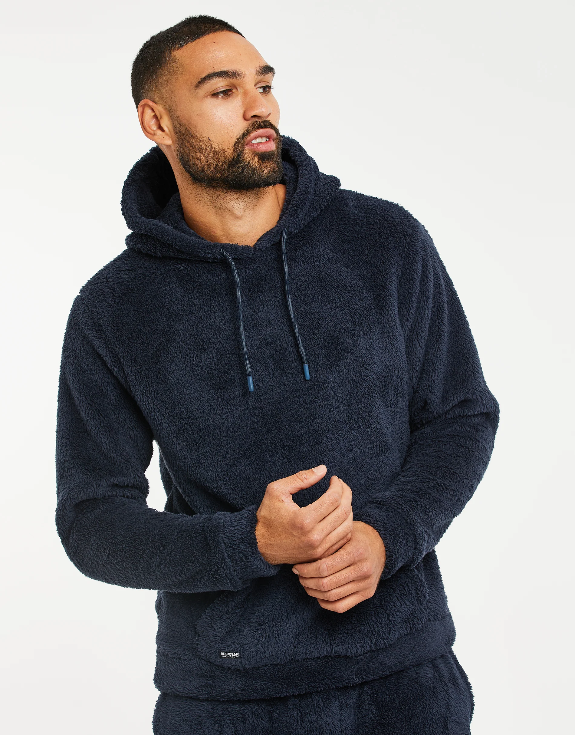 Borg Hoodie Lounge Set in Navy - Image 3