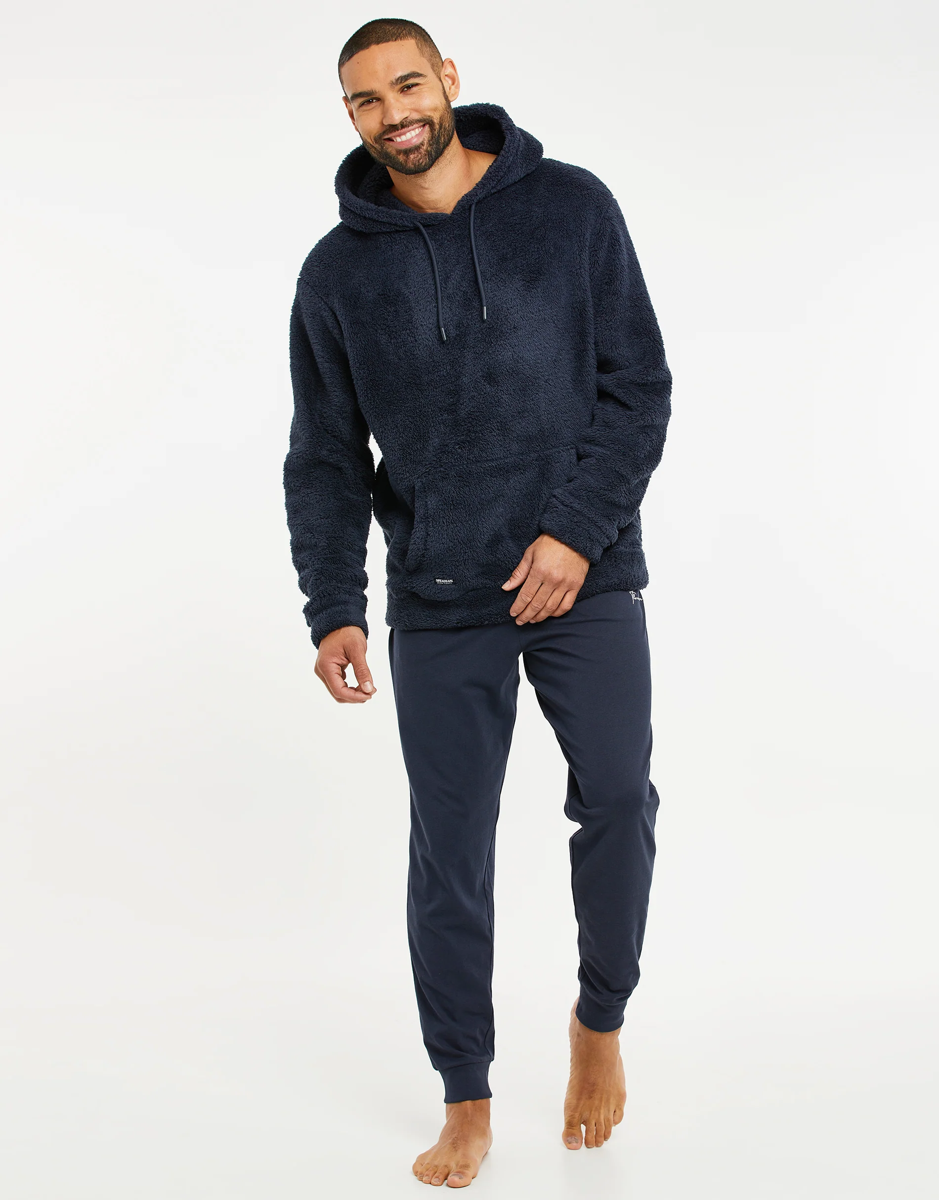 Borg Lounge Hoodie in Navy - Image 3