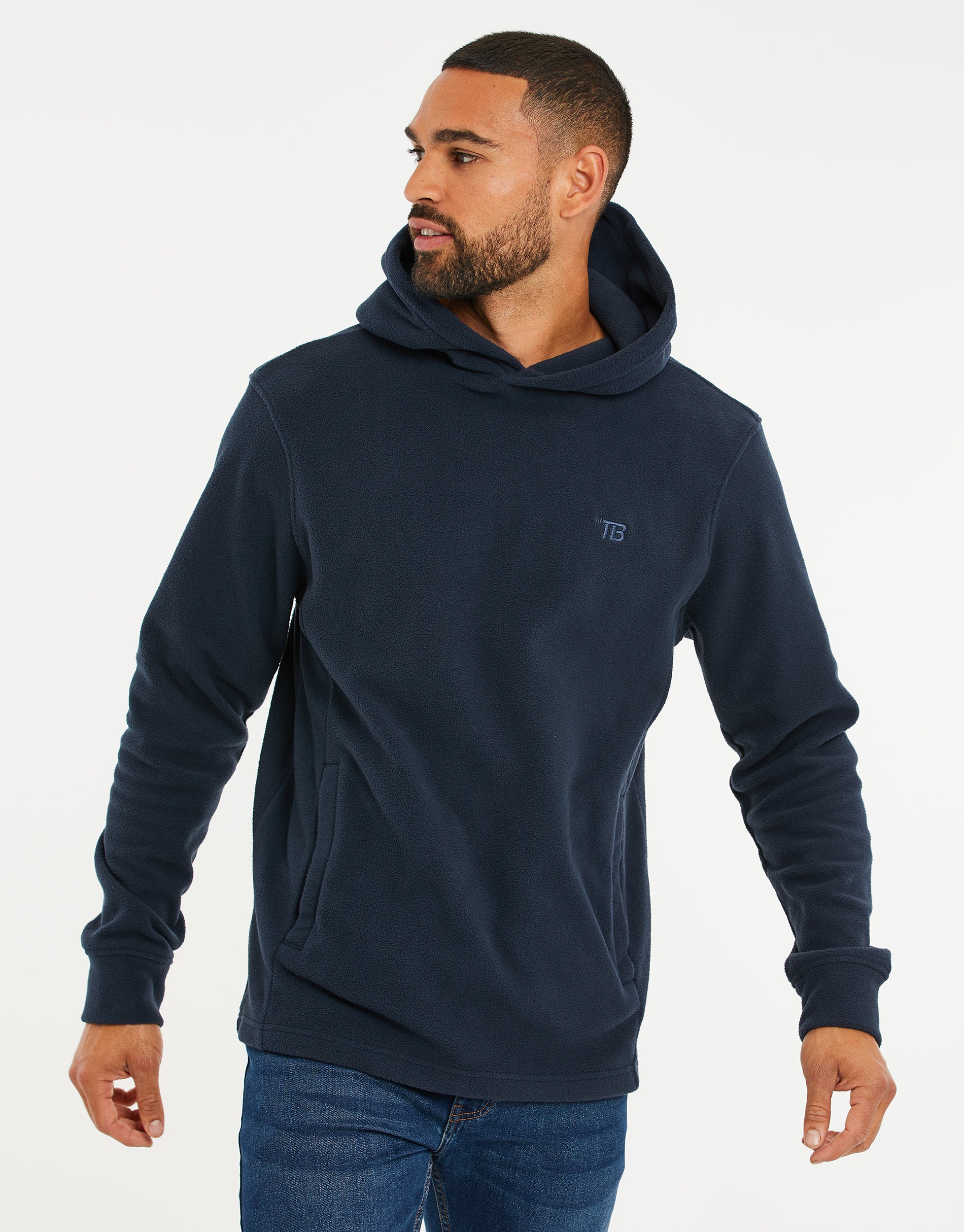 Microfleece Overhead Hoodie in Navy