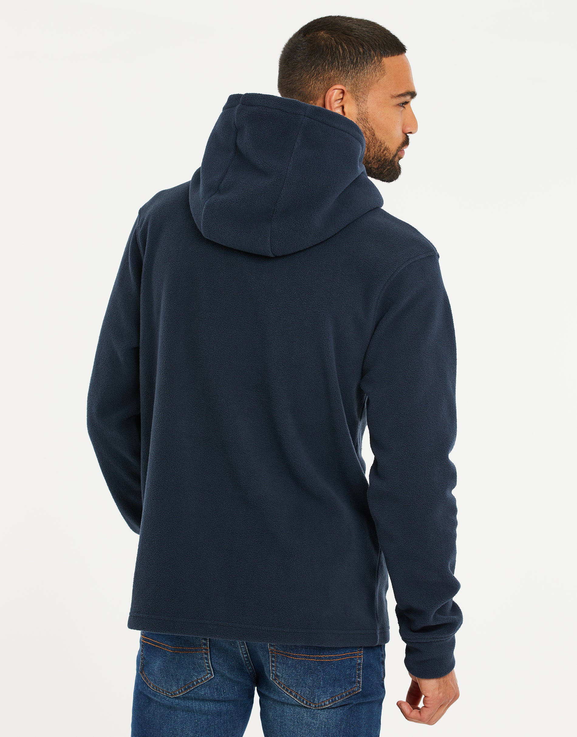 Microfleece Overhead Hoodie in Navy - Image 2