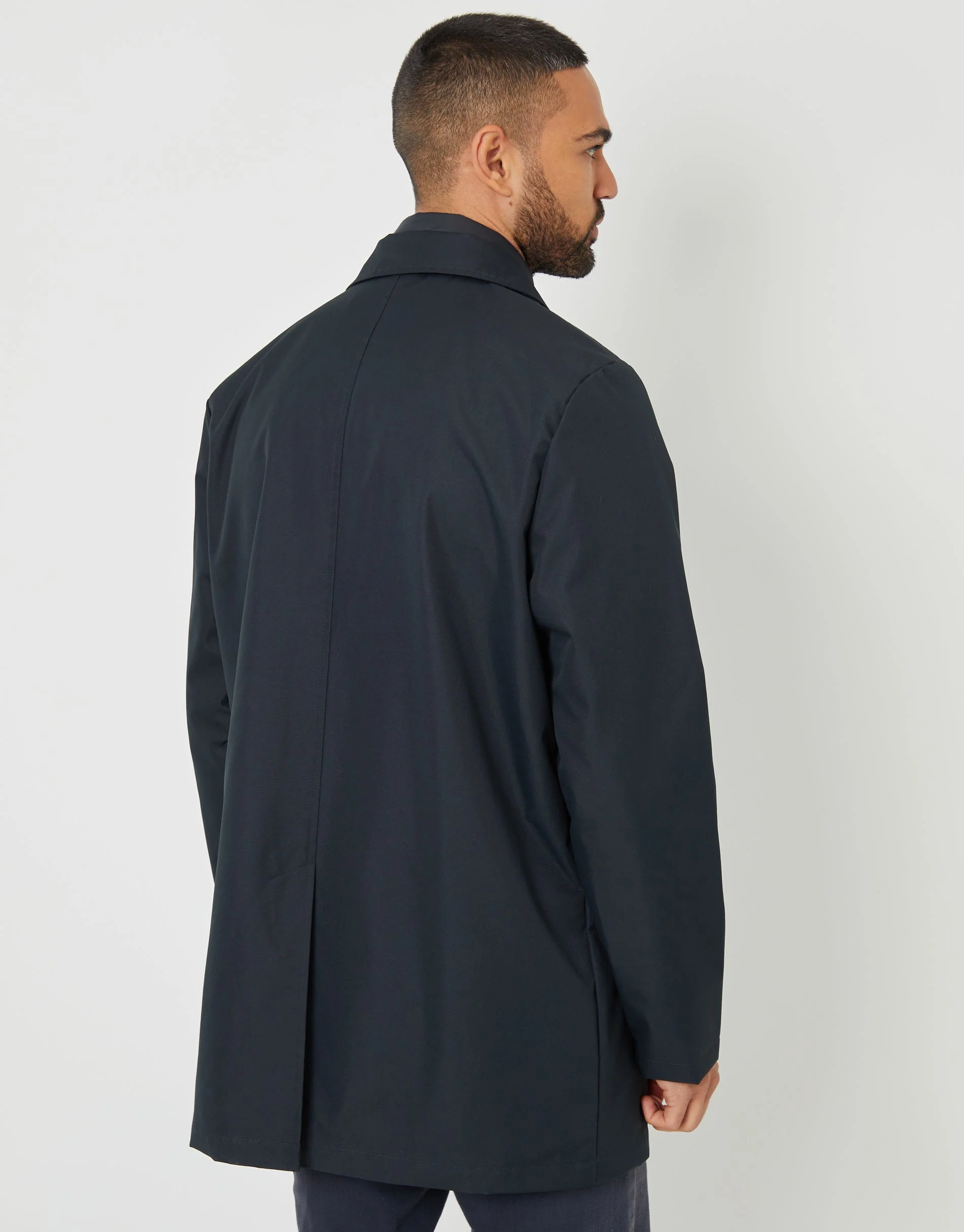 Collared Mock Layer Mac in Navy - Image 2