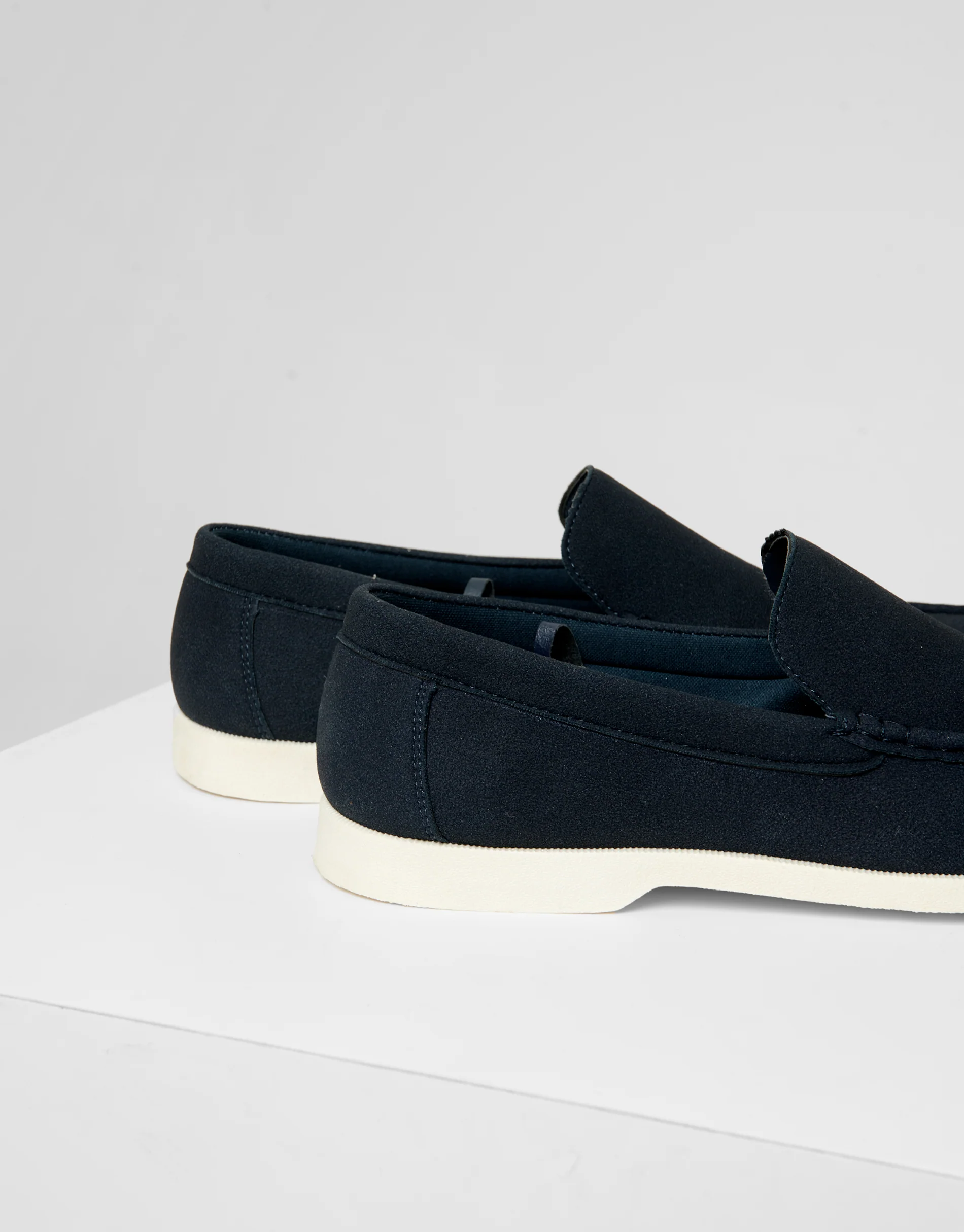 Faux Suede Slip On Loafers in Navy - Image 4