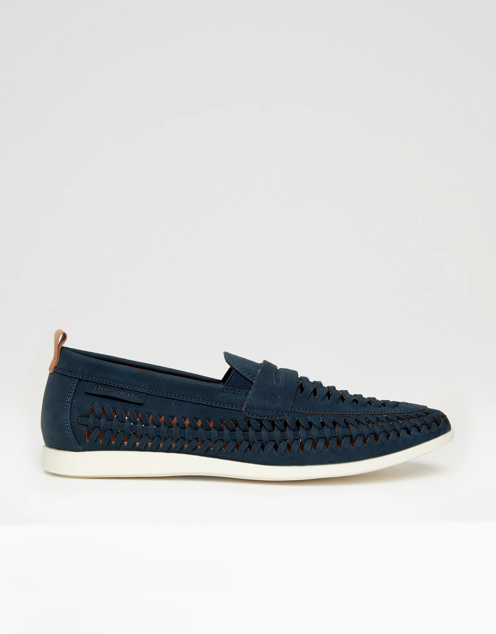 Faux Suede Woven Loafers in Navy