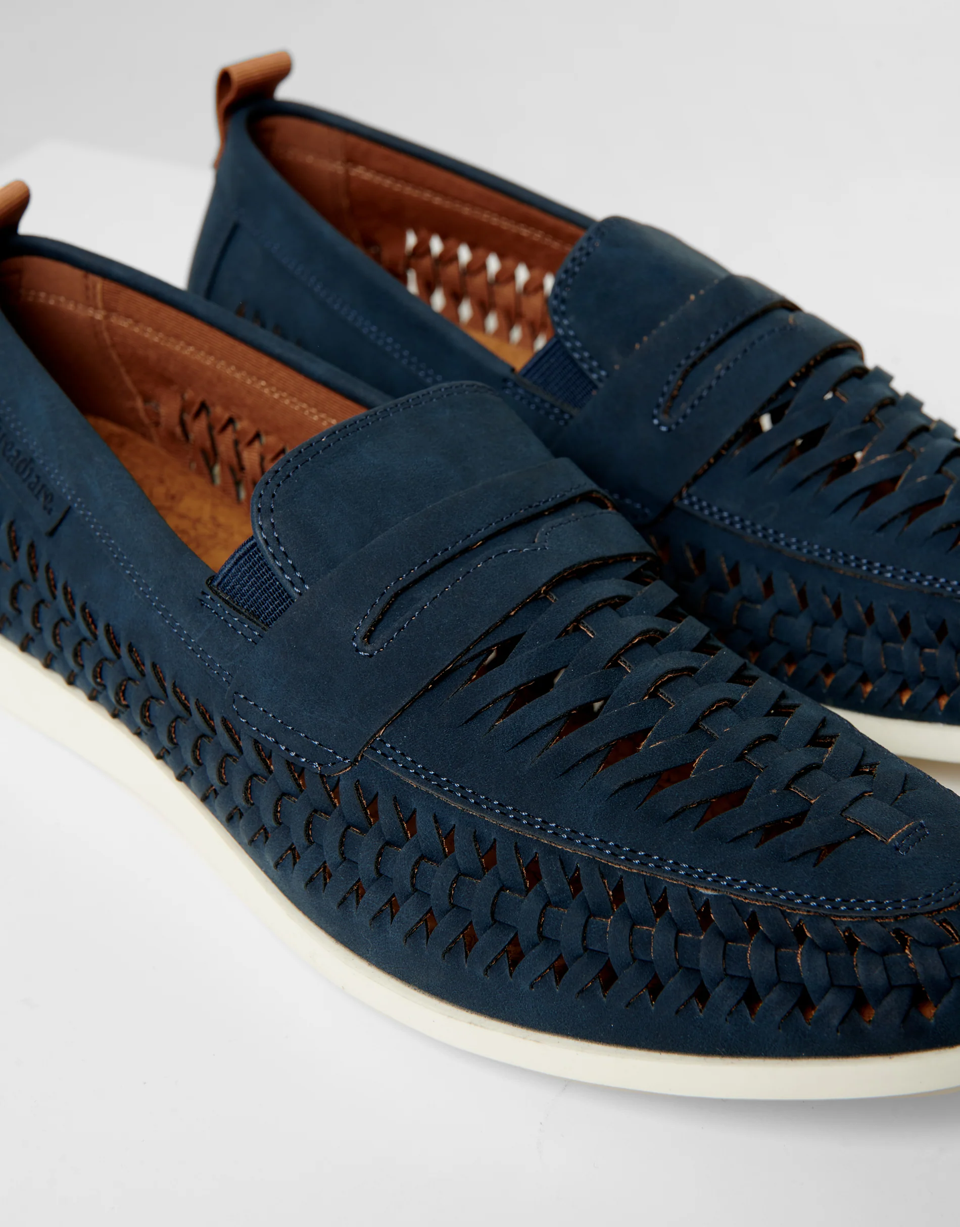 Faux Suede Woven Loafers in Navy - Image 3