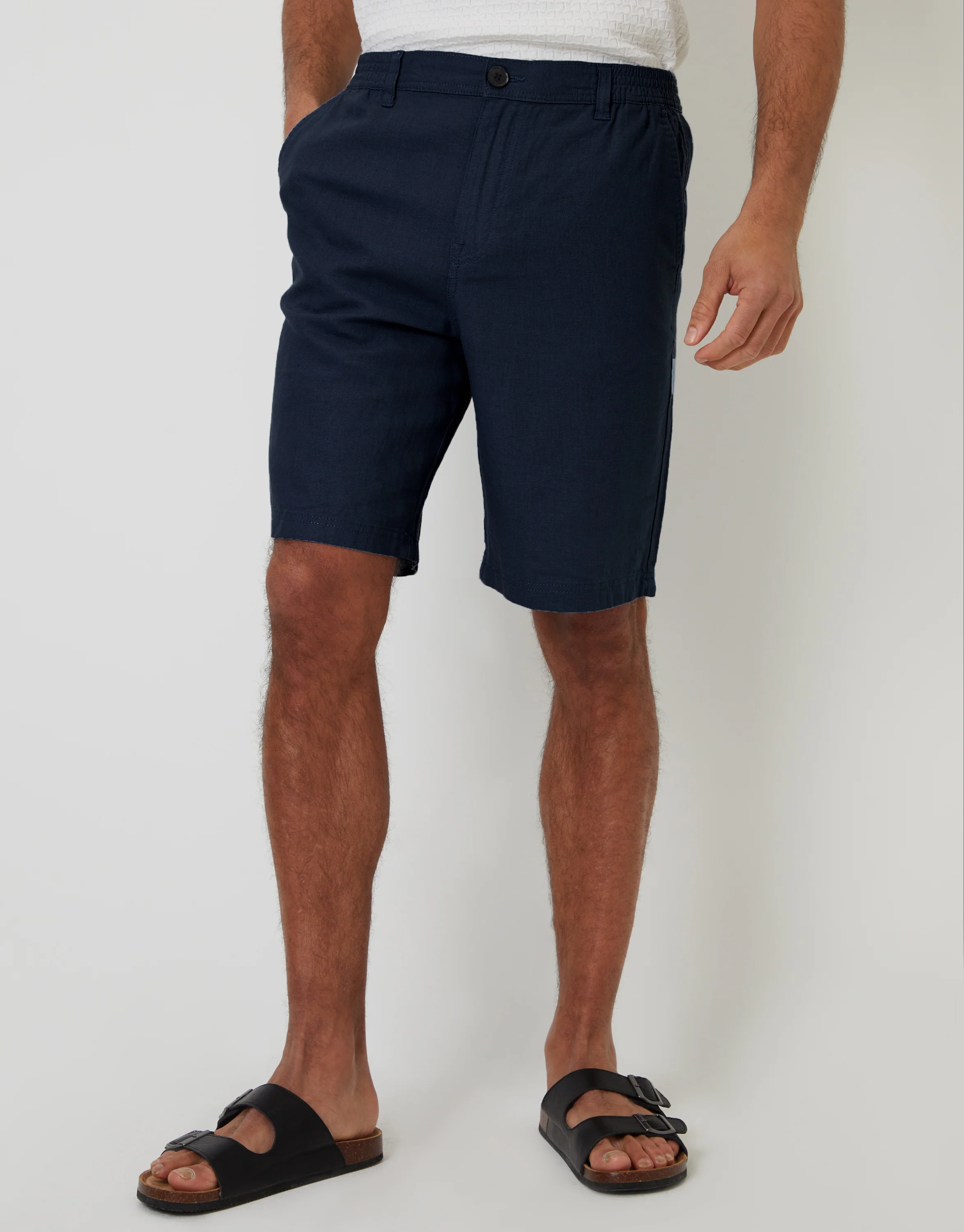 Linen Blend Shorts in Navy - Image 2