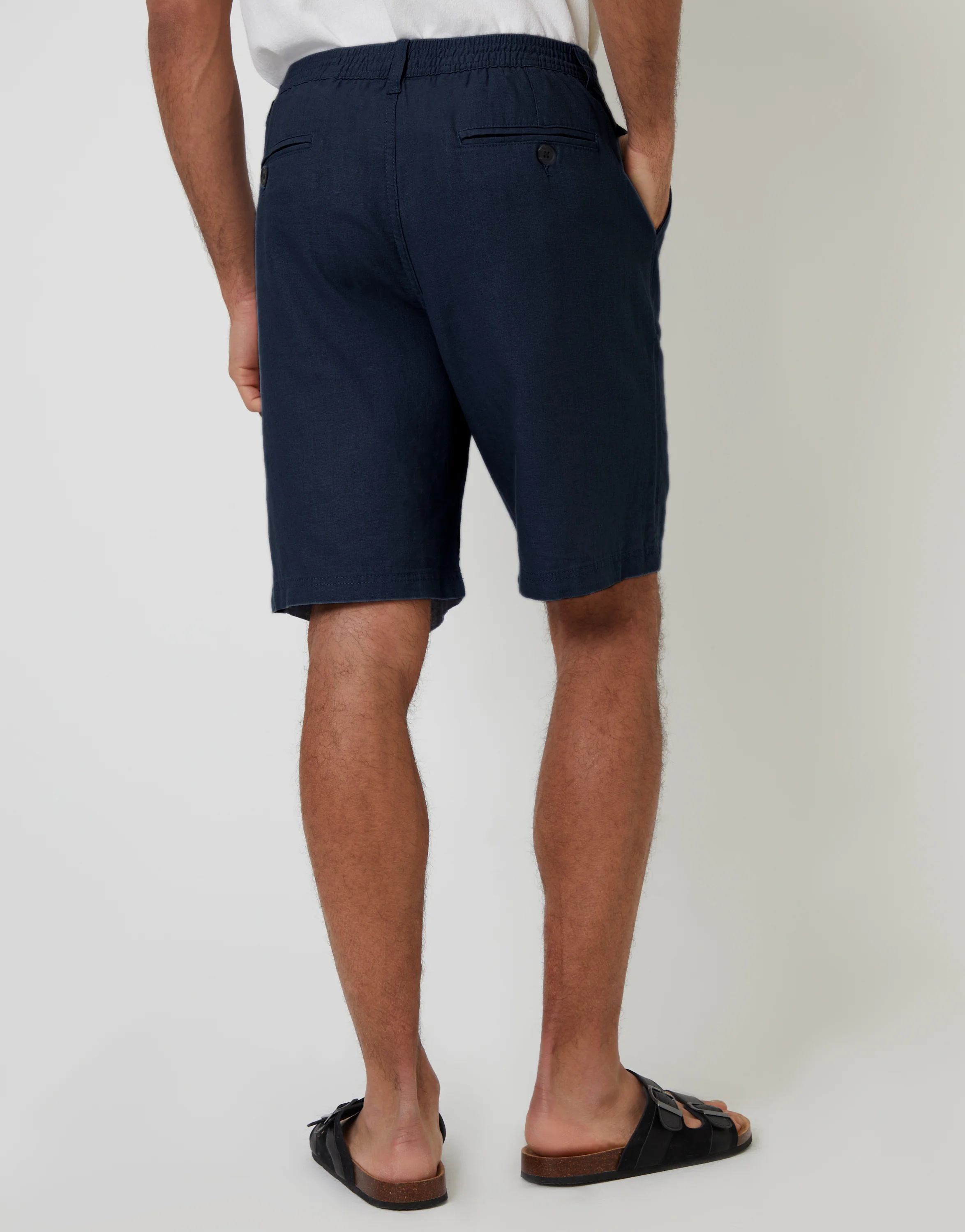 Linen Blend Shorts in Navy - Image 3