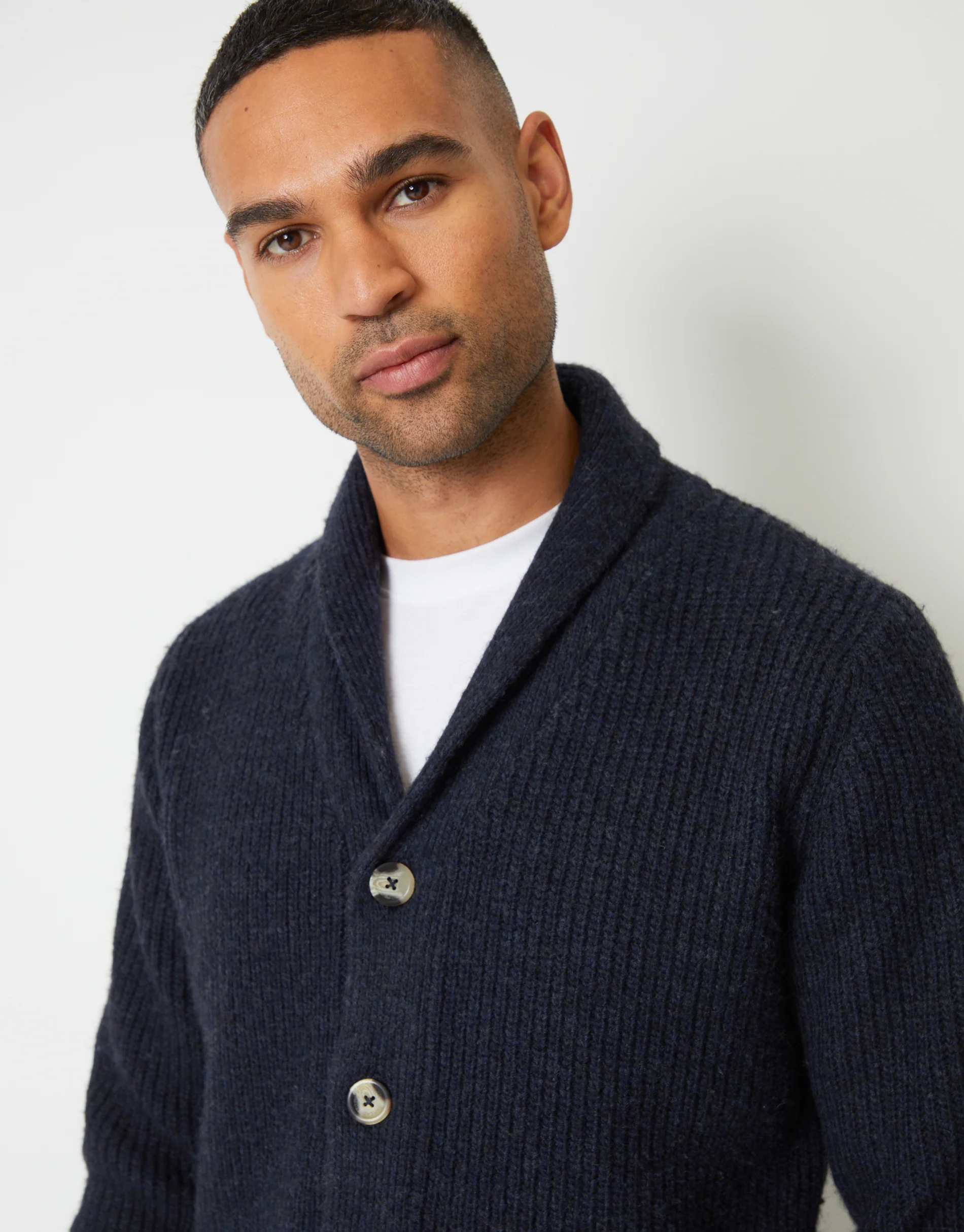 Shawl Cardigan in Navy Marl - Image 5
