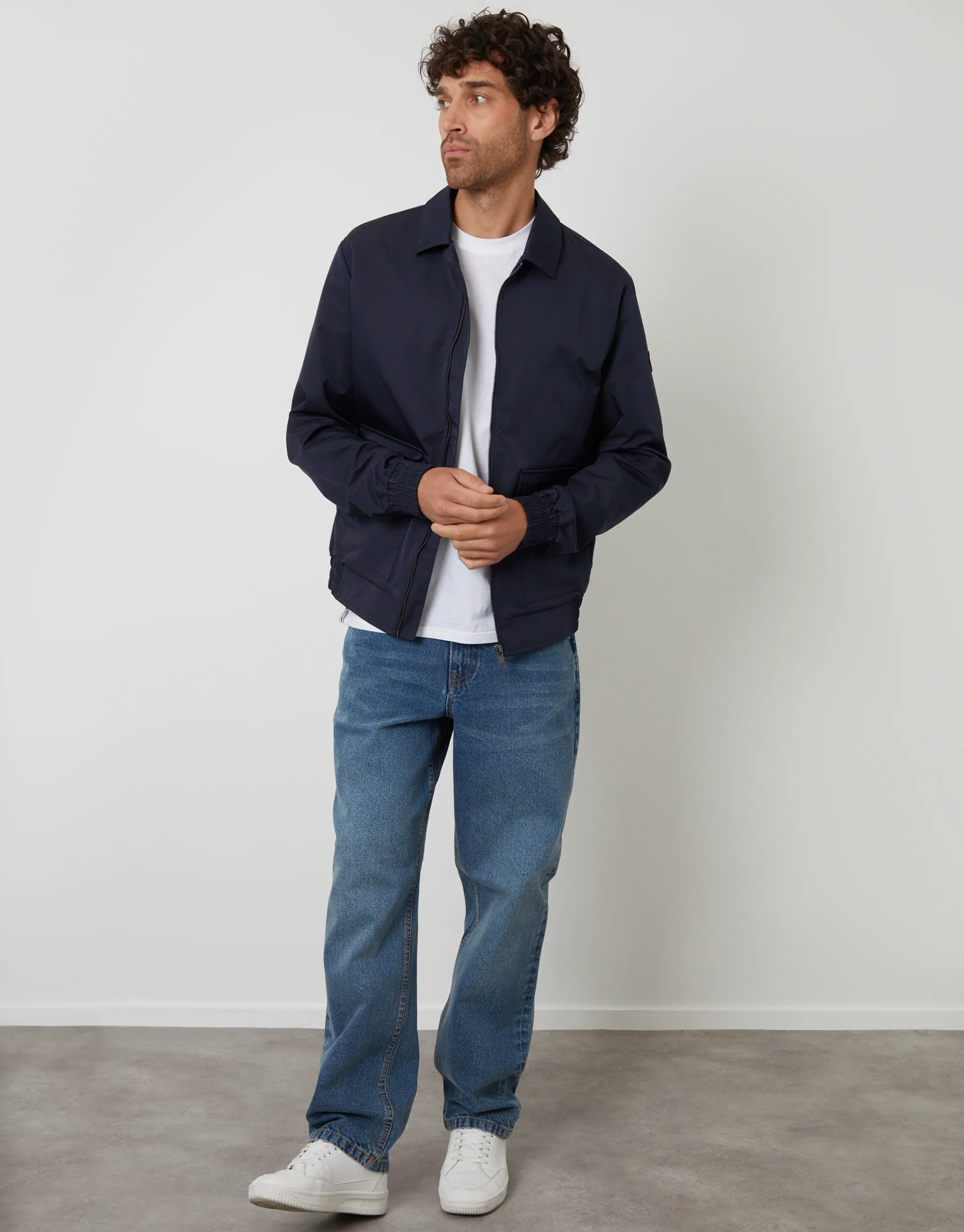 Patch Pocket Collared Zip-Through Jacket in Navy - Image 3