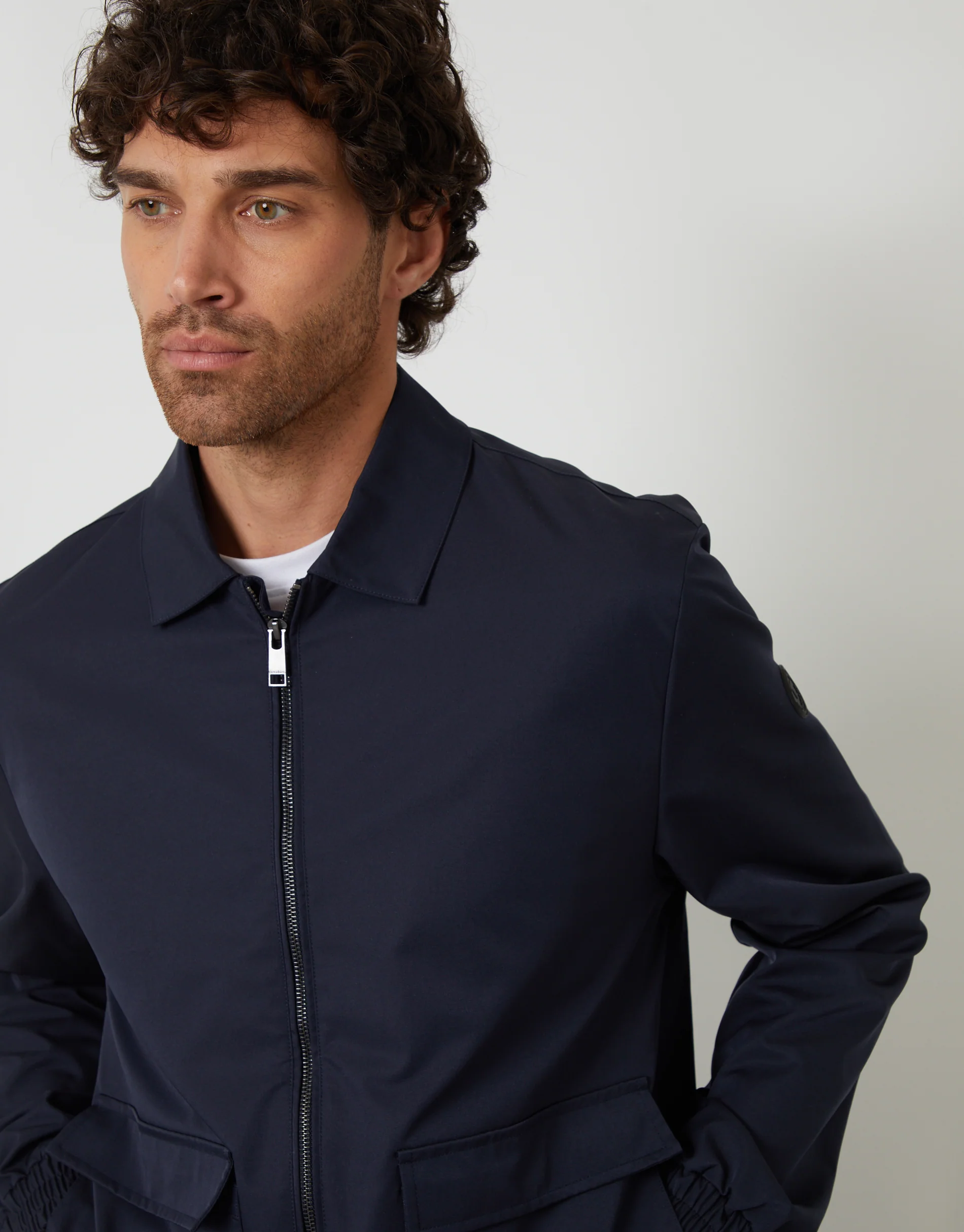 Patch Pocket Collared Zip-Through Jacket in Navy - Image 4