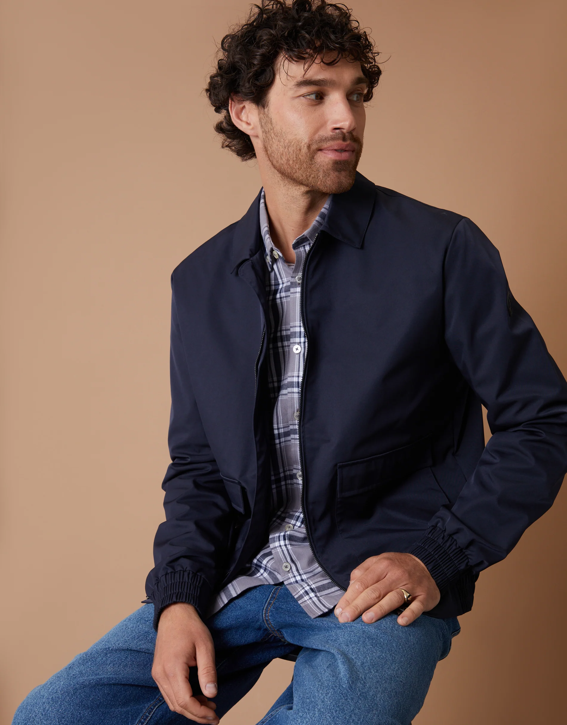 Patch Pocket Collared Zip-Through Jacket in Navy - Image 5