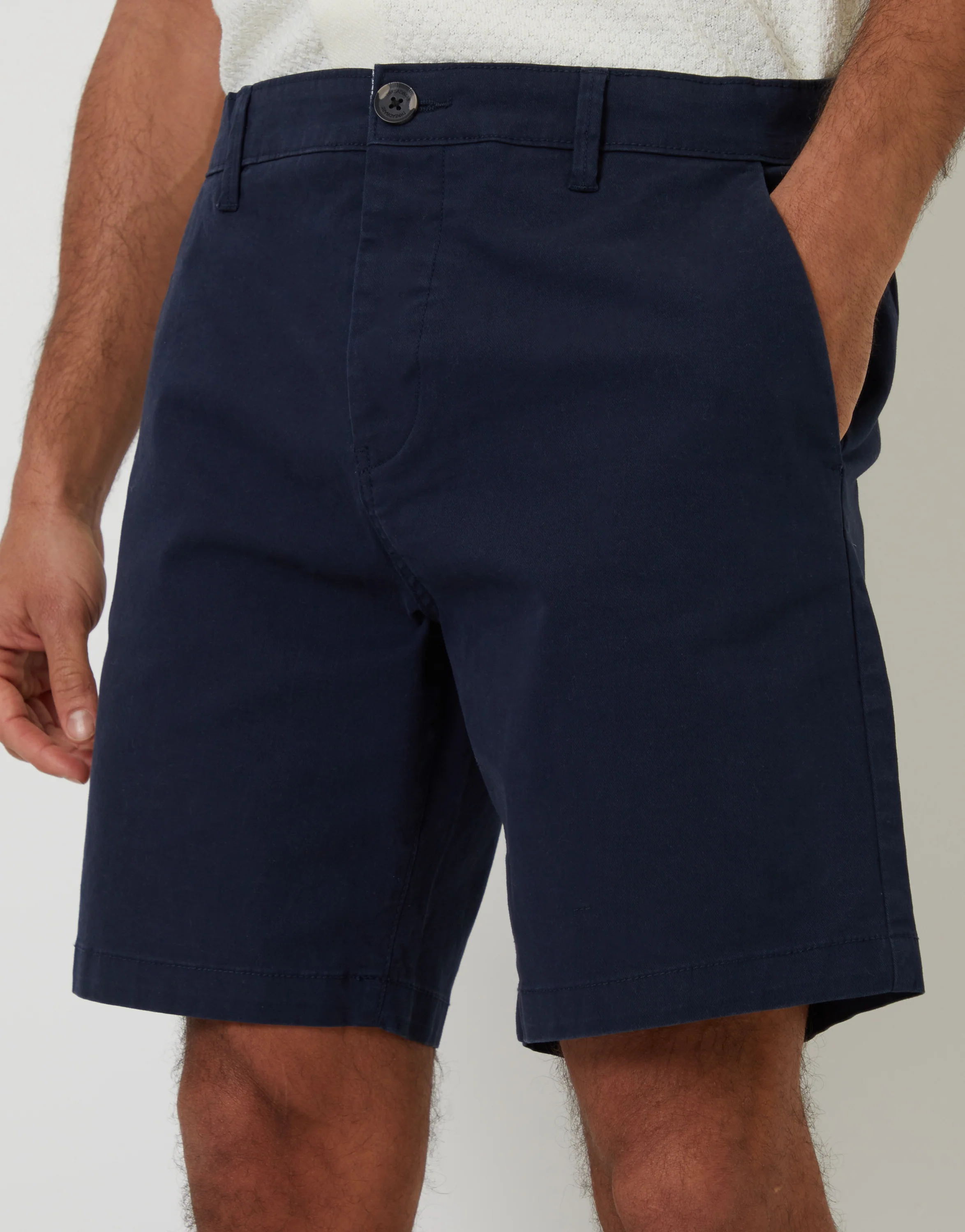 Regular Fit Stretch Chino Shorts in Navy - Image 4