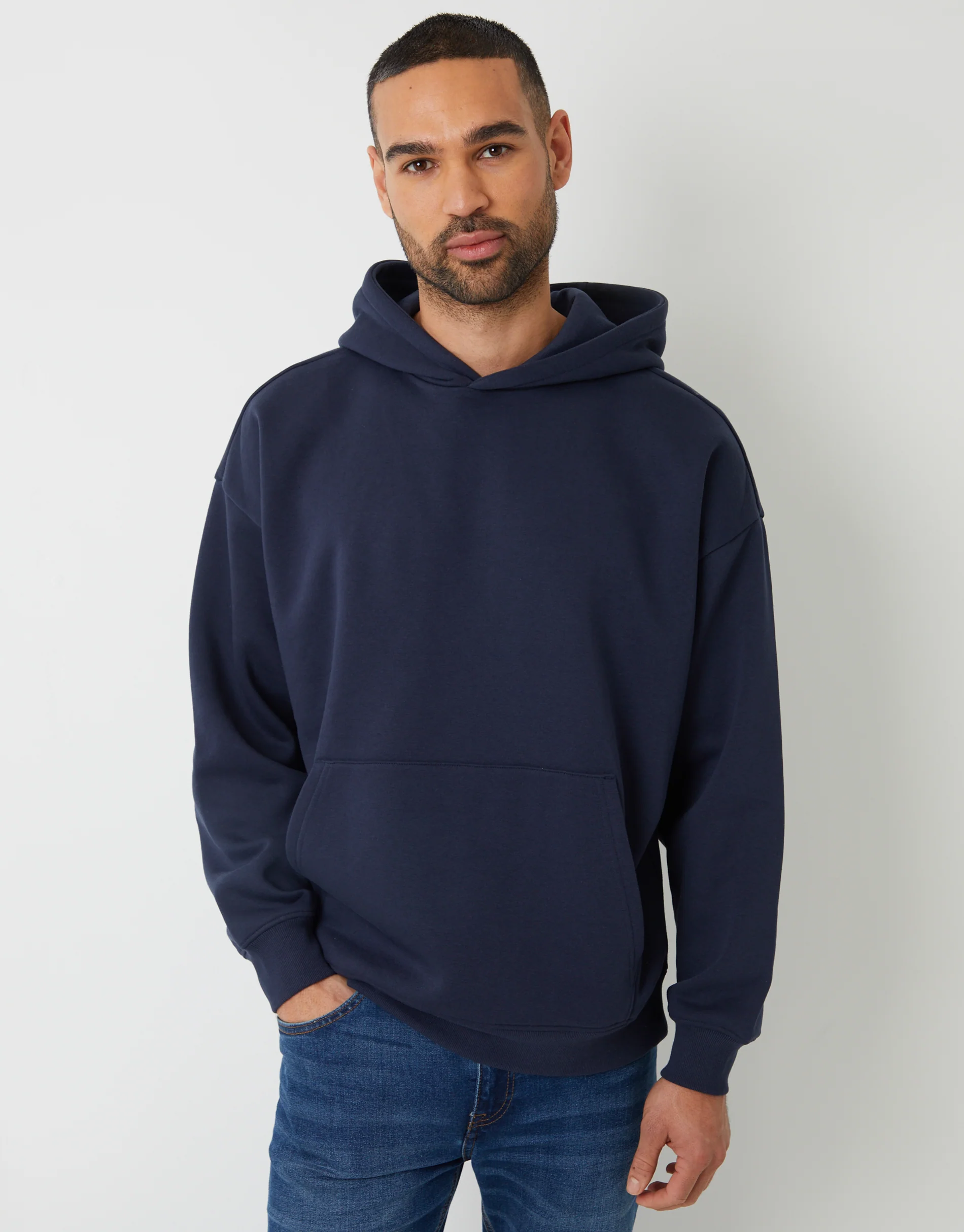 Relaxed Fit Overhead Hoodie in Navy
