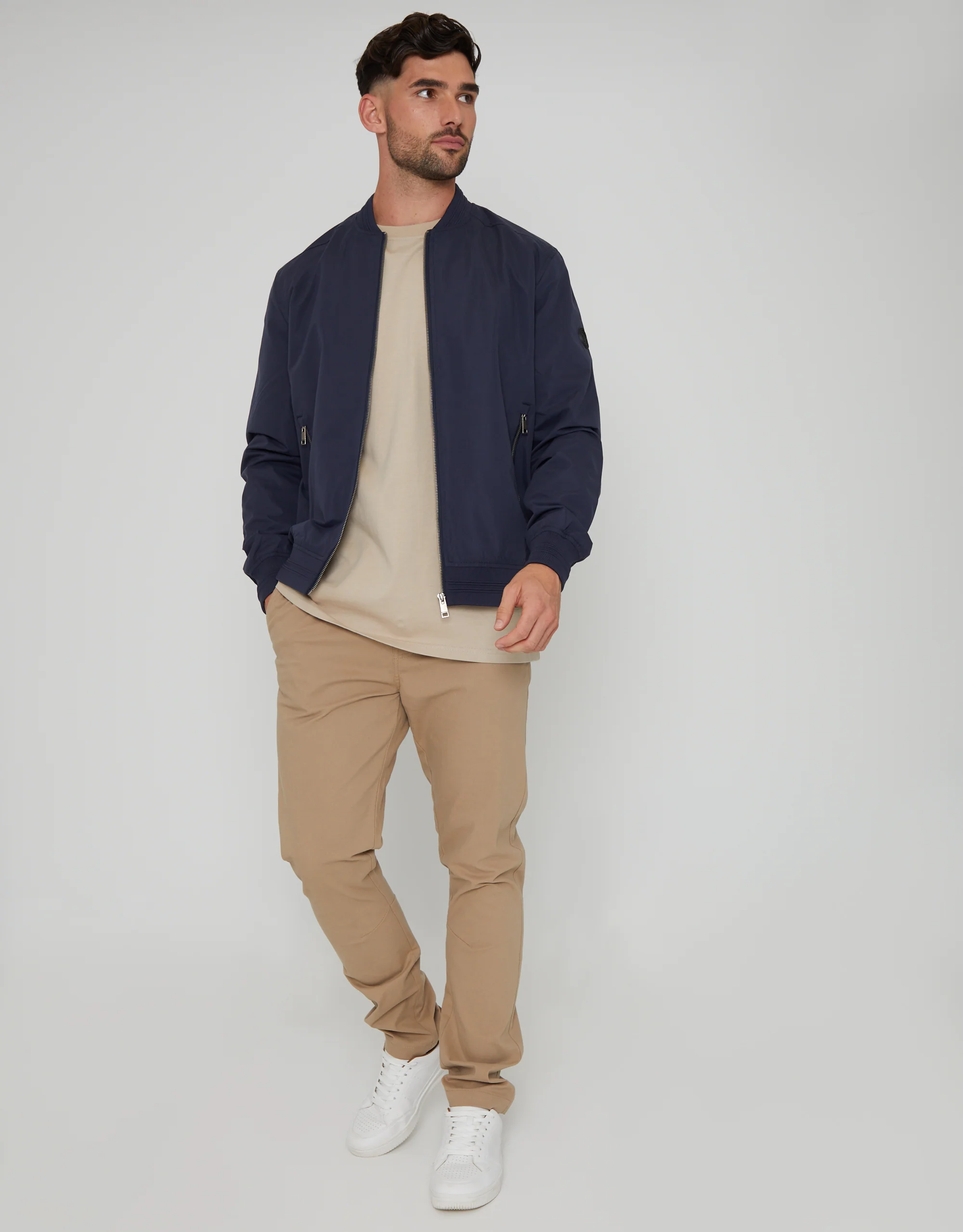 Showerproof Classic Bomber Jacket in Navy - Image 3