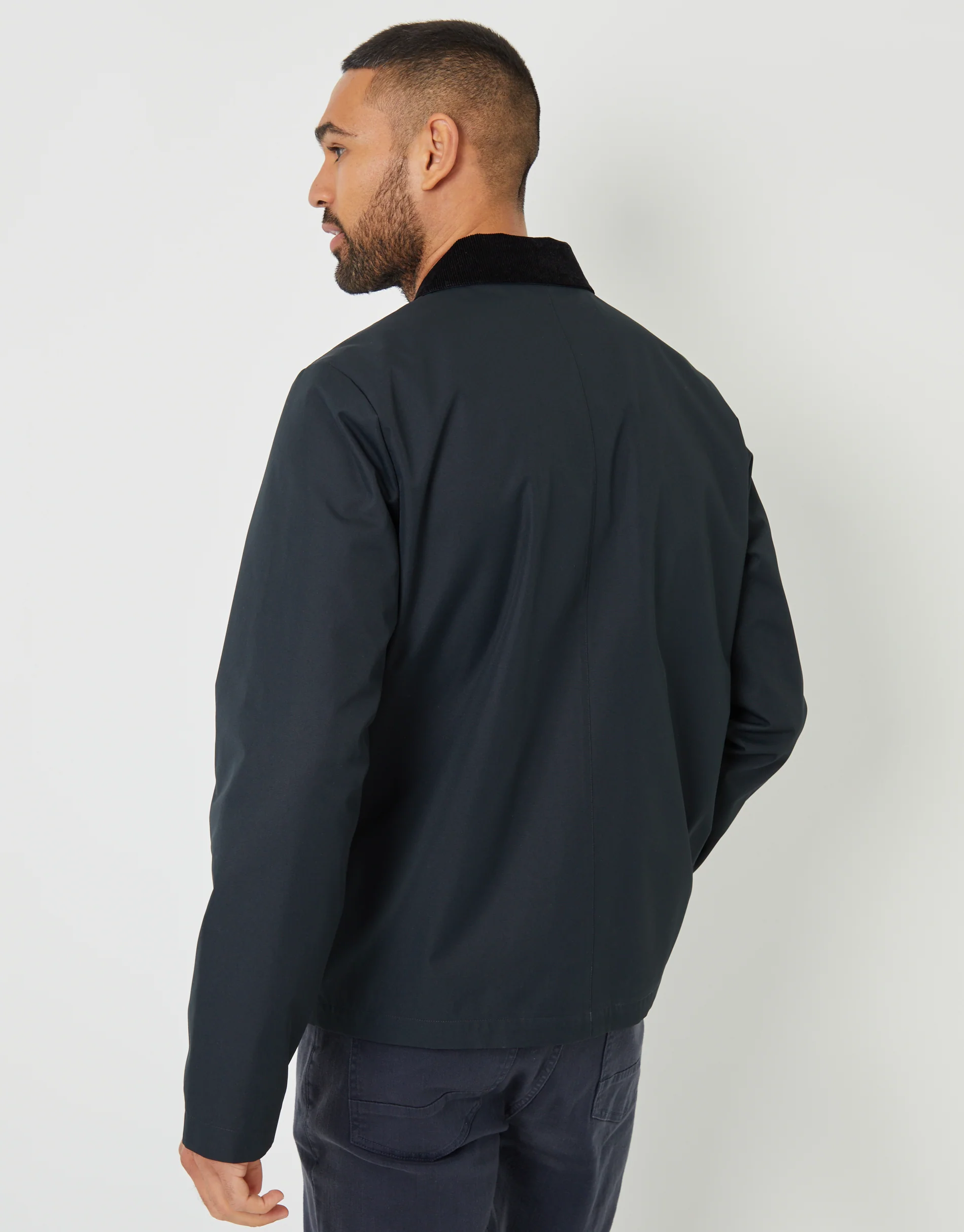 Showerproof Corduroy Collar Jacket in Navy - Image 2