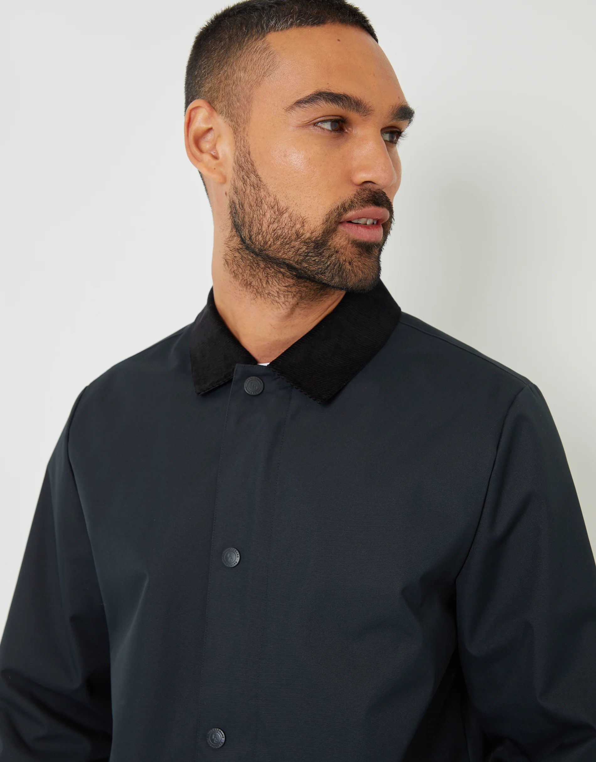 Showerproof Corduroy Collar Jacket in Navy - Image 4