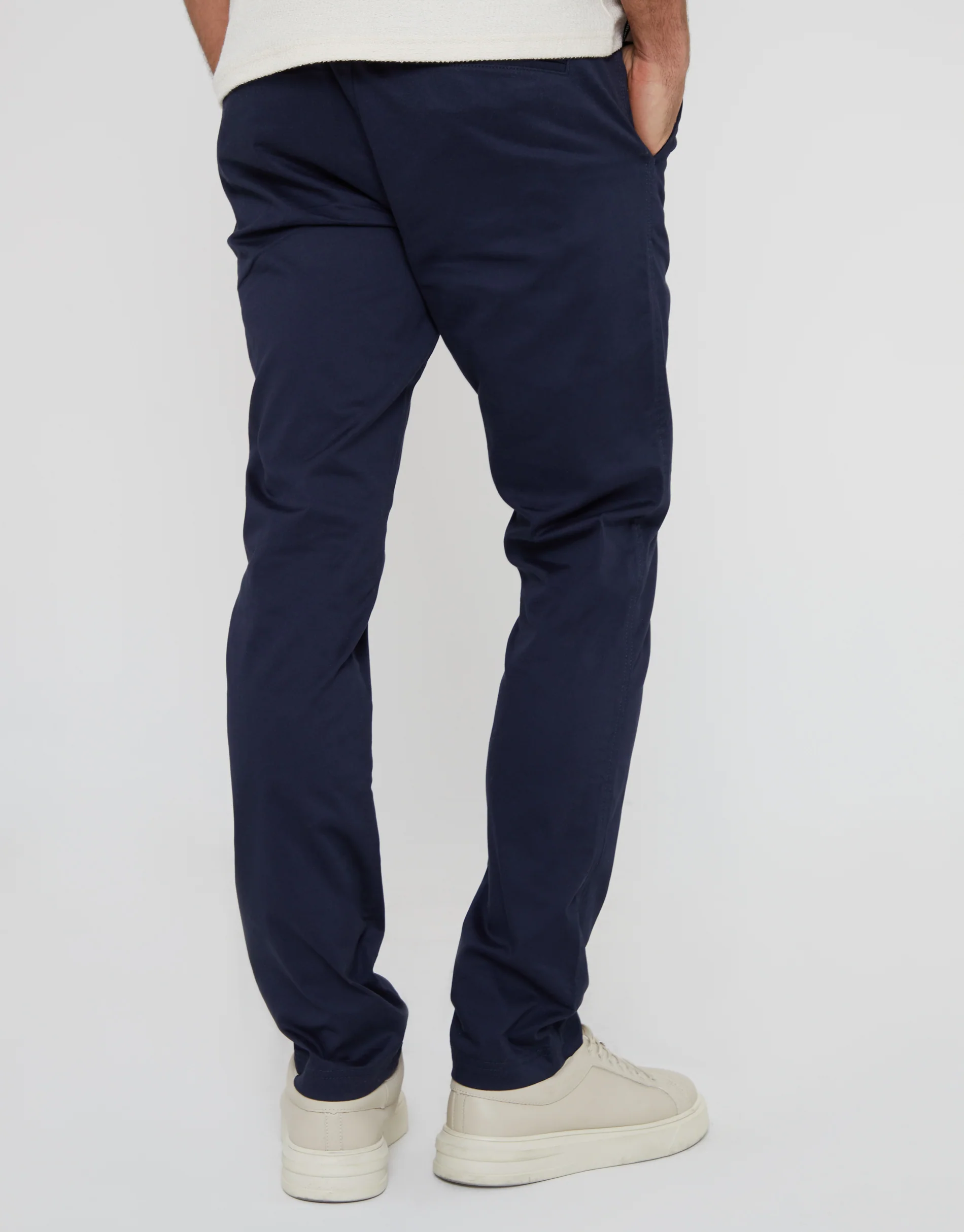 Slim Fit Chino Trousers in Navy - Image 3