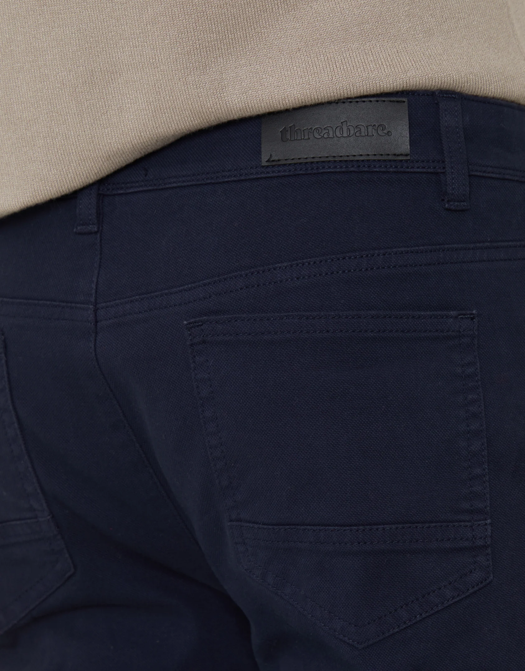 Straight Leg Canvas Trousers in Navy - Image 4