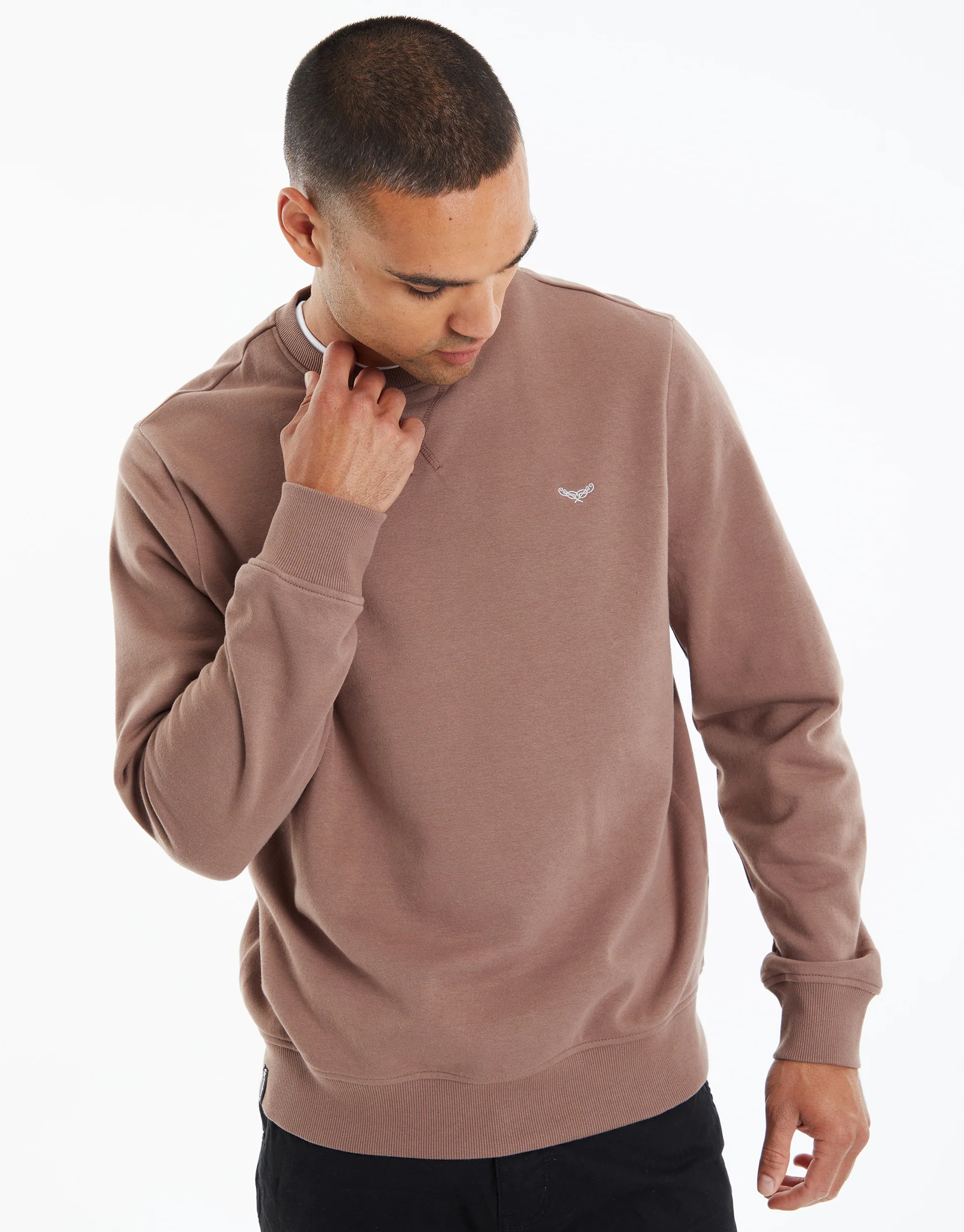 2 Pack Crew Neck Sweatshirts in Navy & Taupe - Image 3
