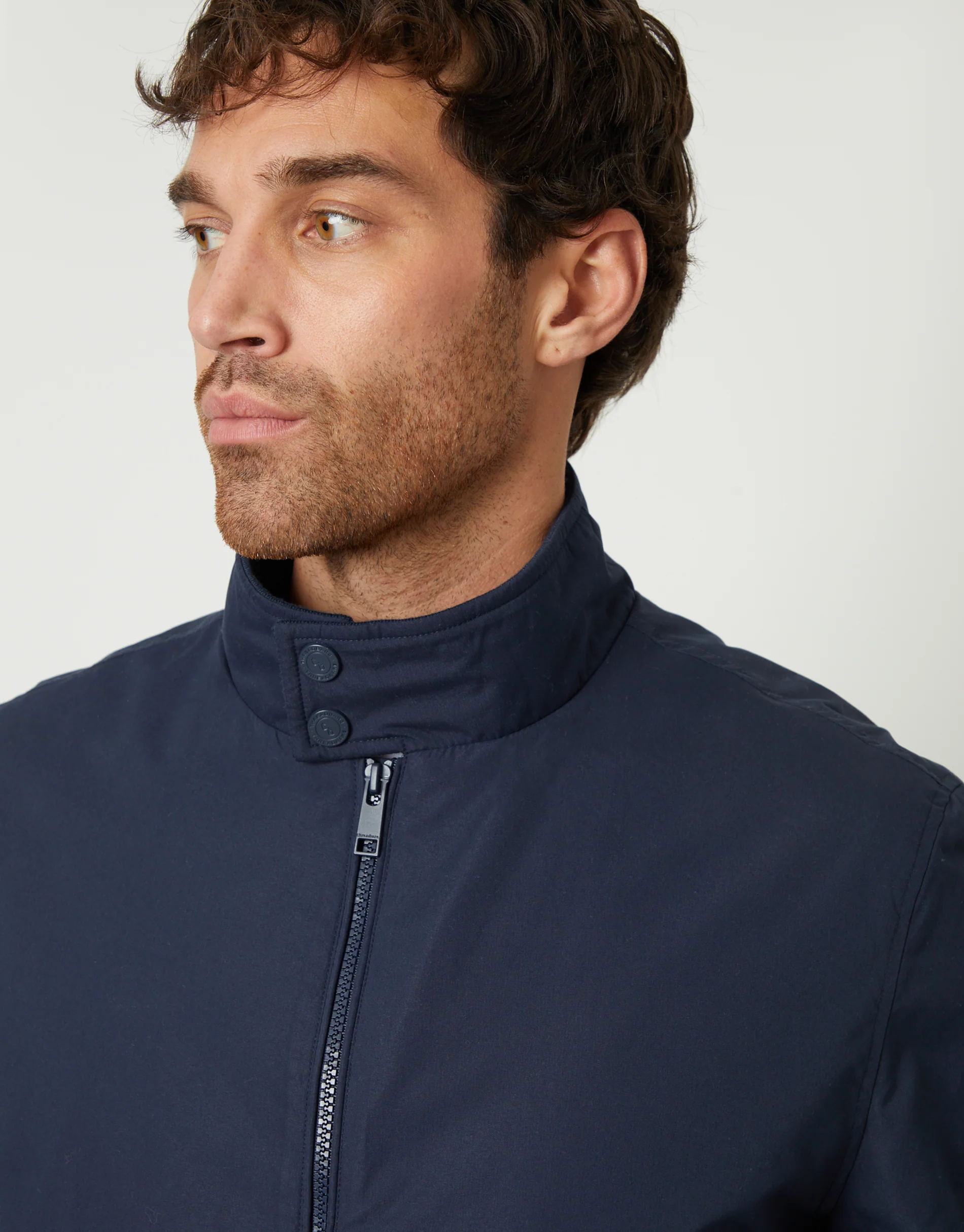 Zip Up Harrington Jacket in Navy - Image 4