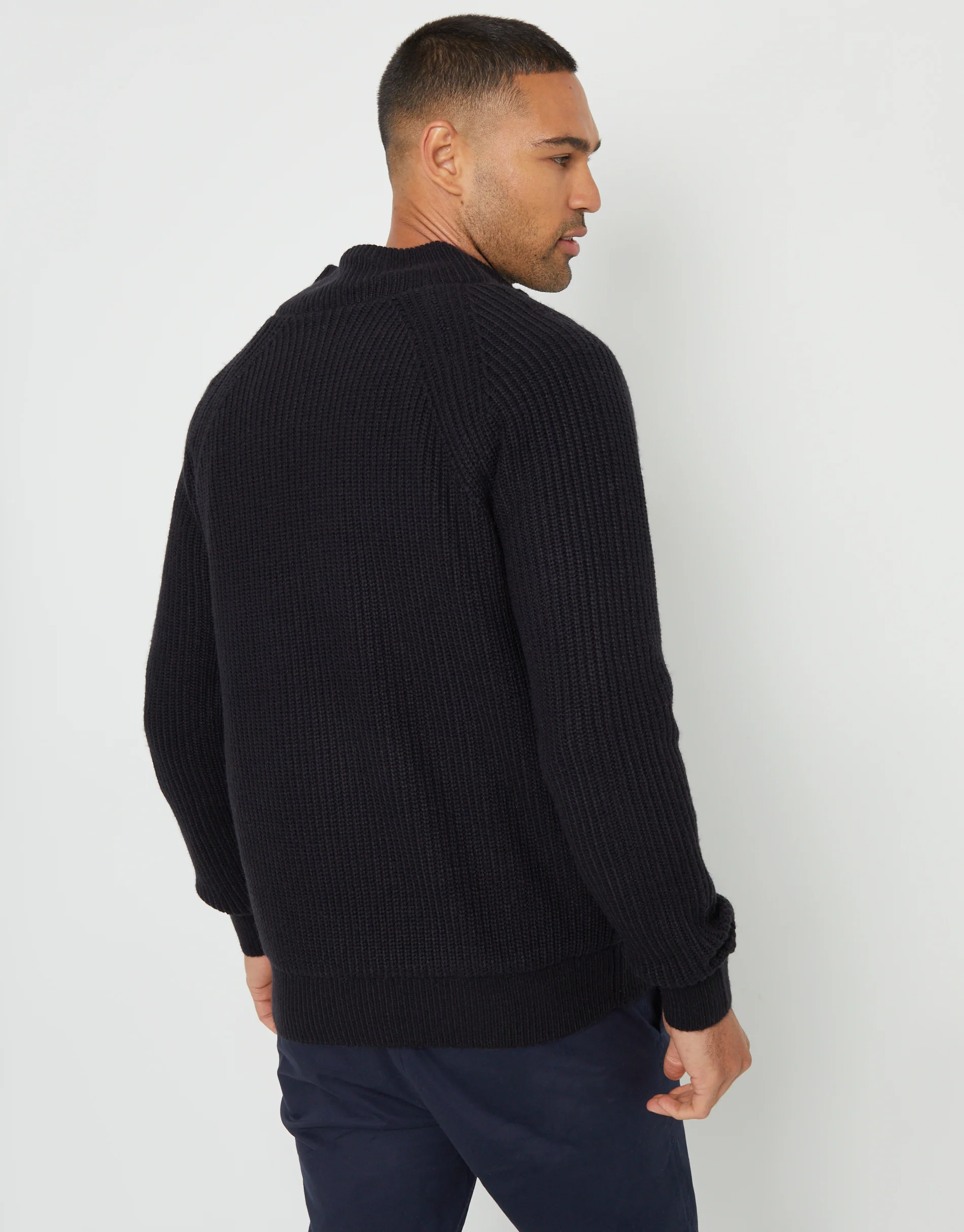 Zip Up Microfleece Lined Cardigan in Navy - Image 2