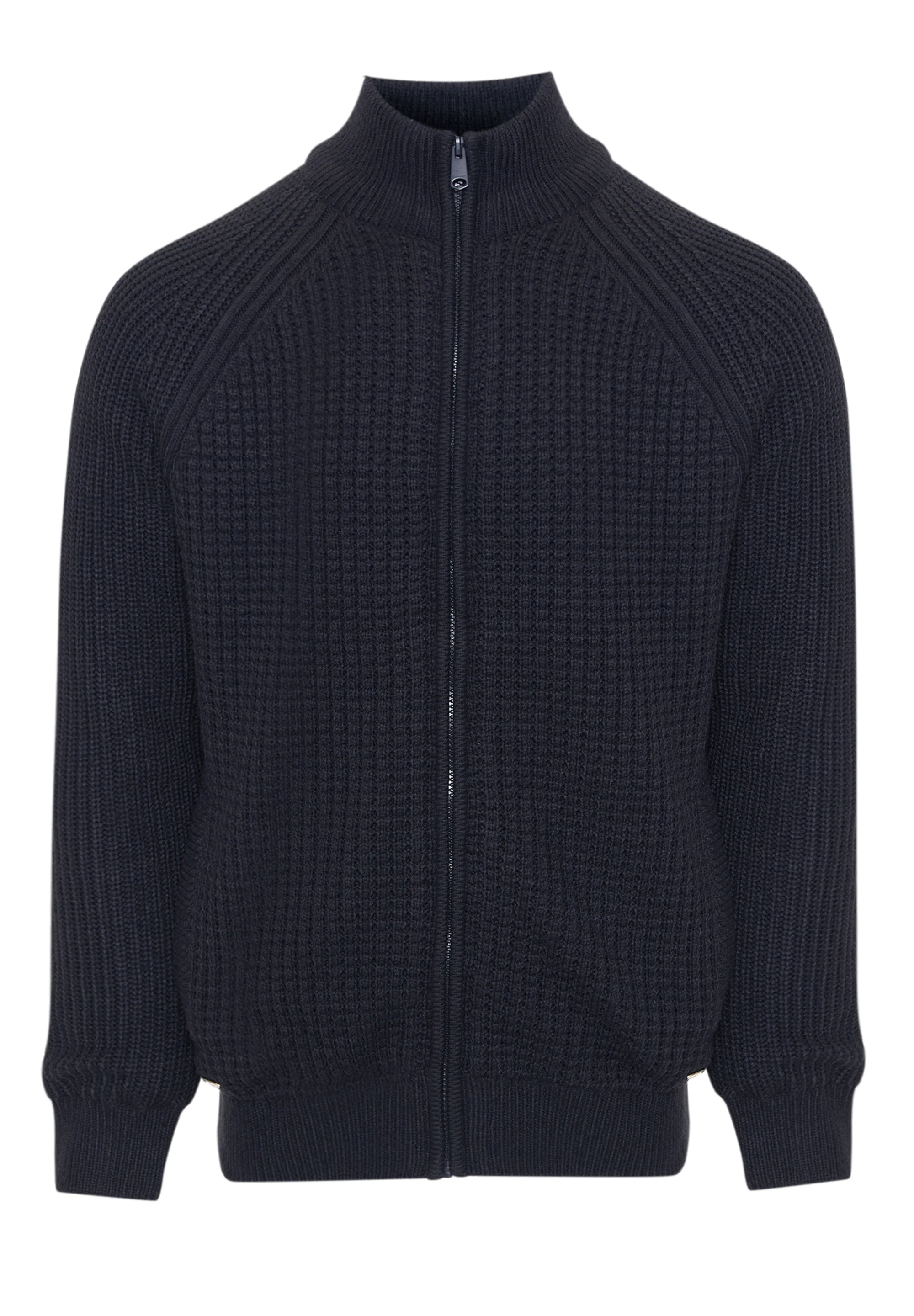 Zip Up Microfleece Lined Cardigan in Navy - Image 7
