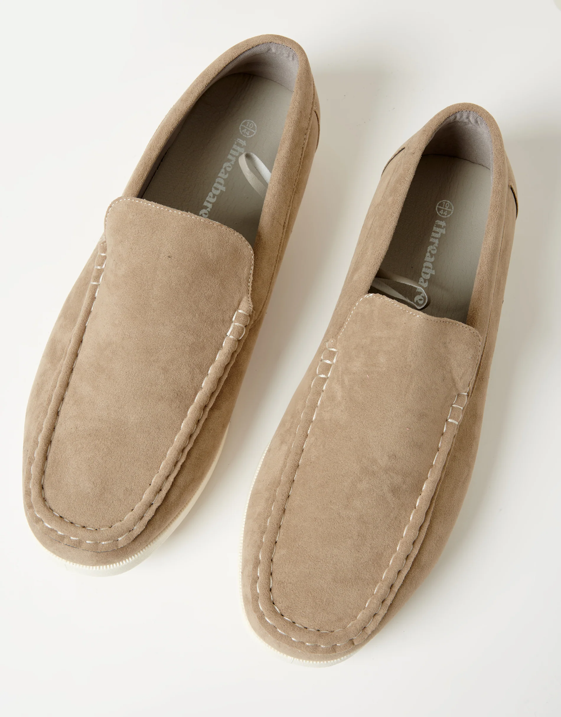 Faux Suede Slip On Loafers in Stone