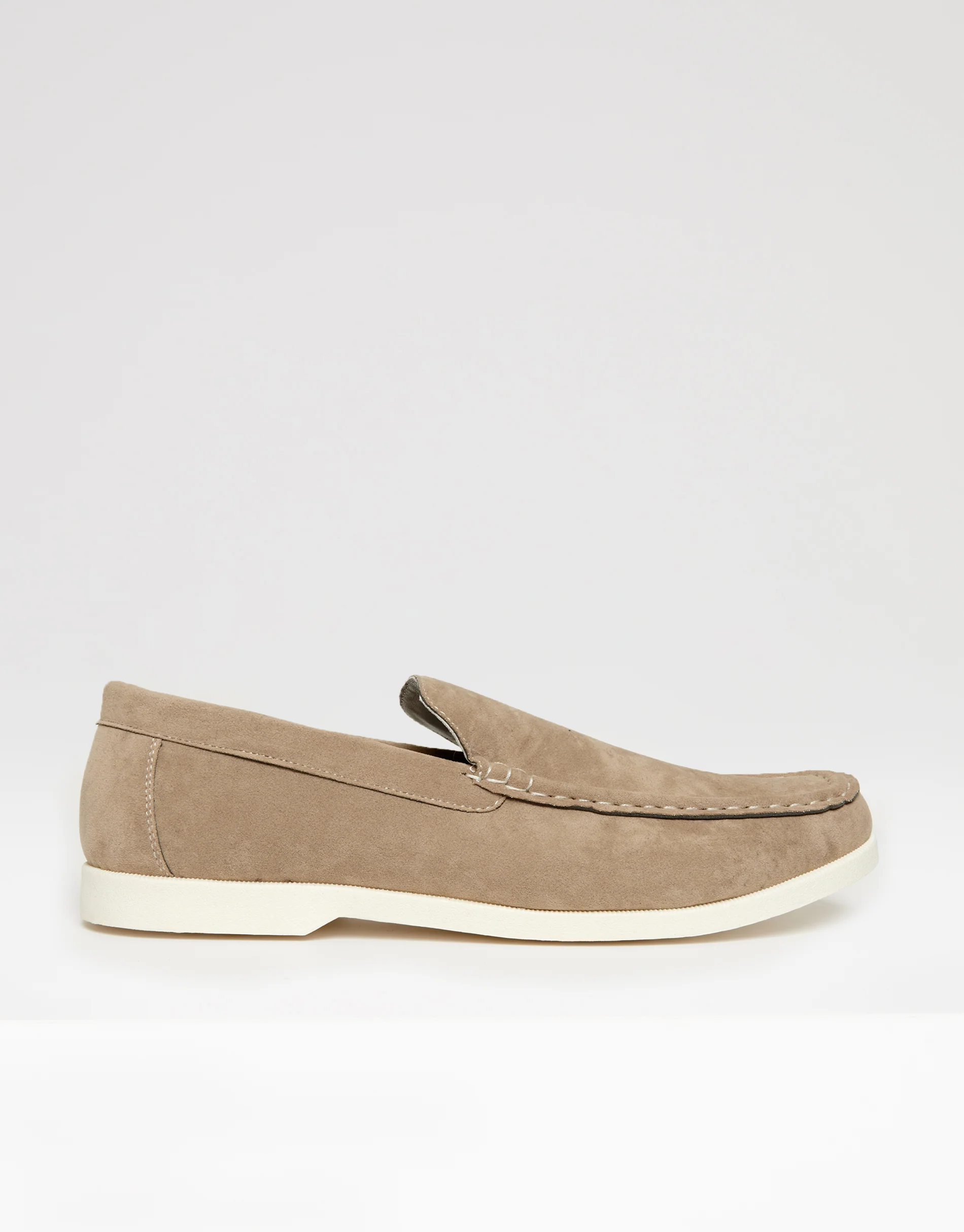 Faux Suede Slip On Loafers in Stone - Image 2