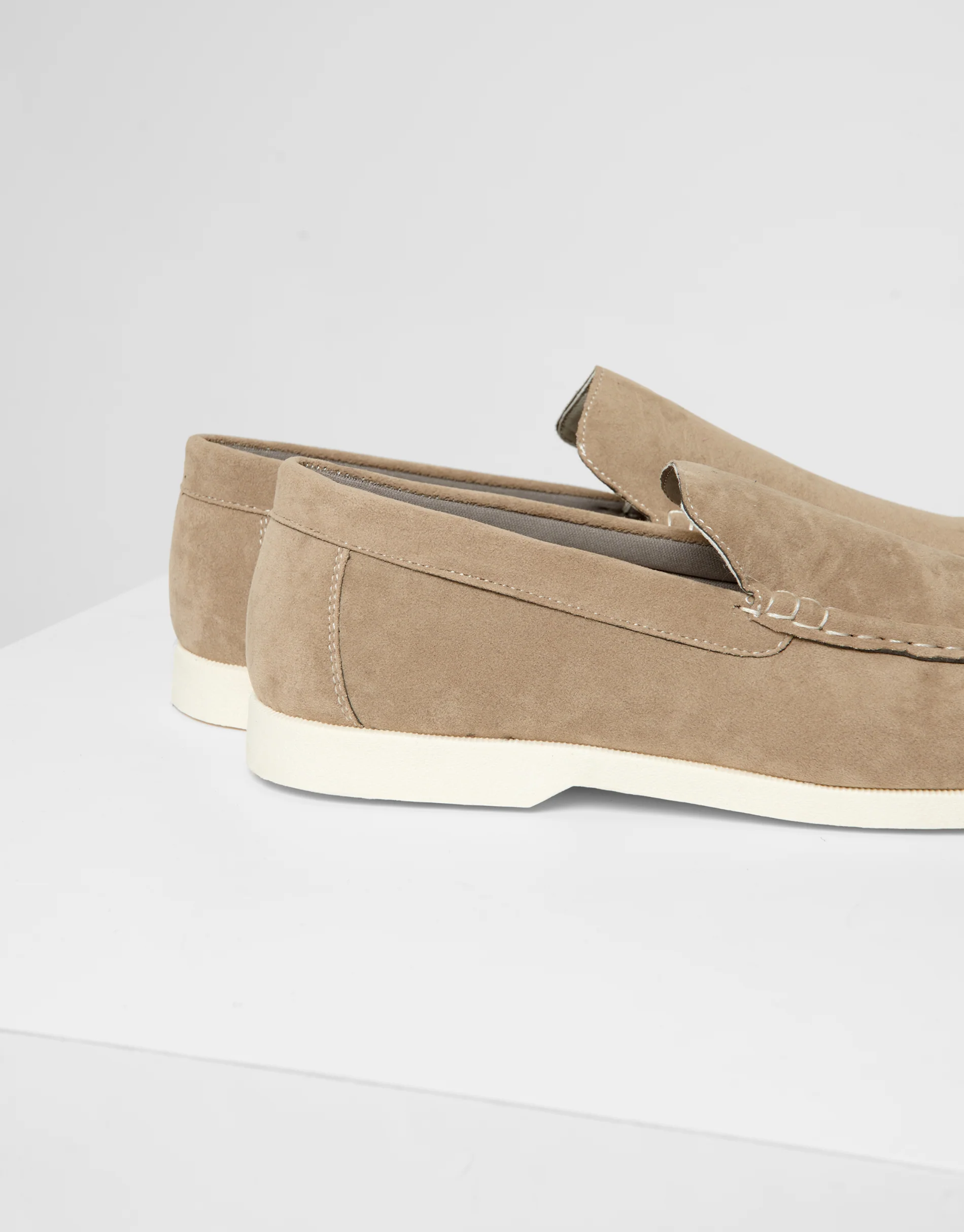 Faux Suede Slip On Loafers in Stone - Image 4