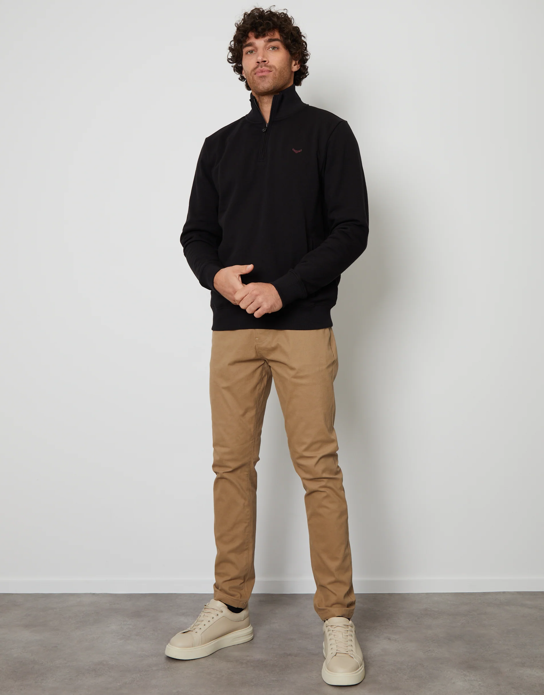Quarter Zip Sweatshirt in Black - Image 3