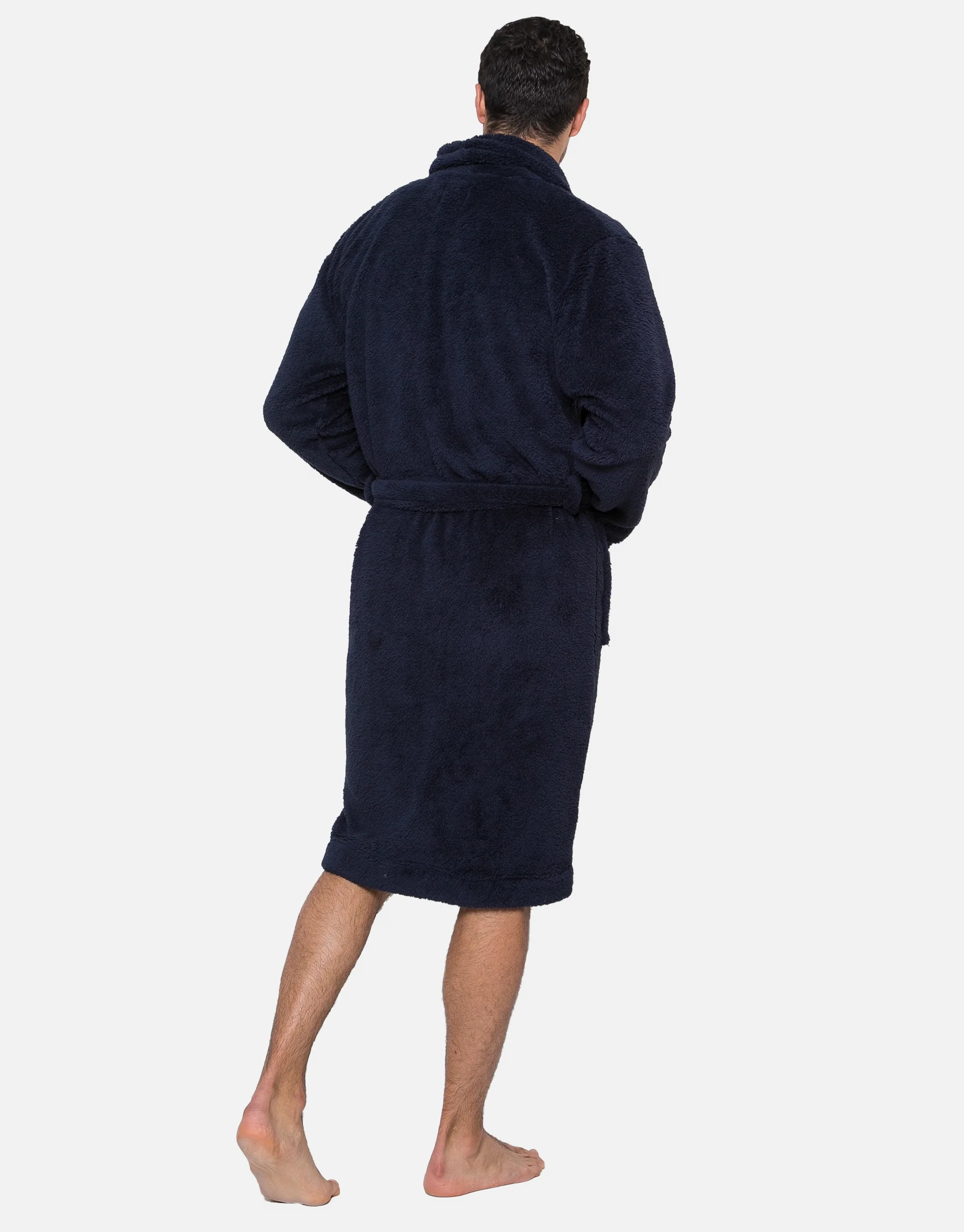 Borg Dressing Gown in Navy - Image 2