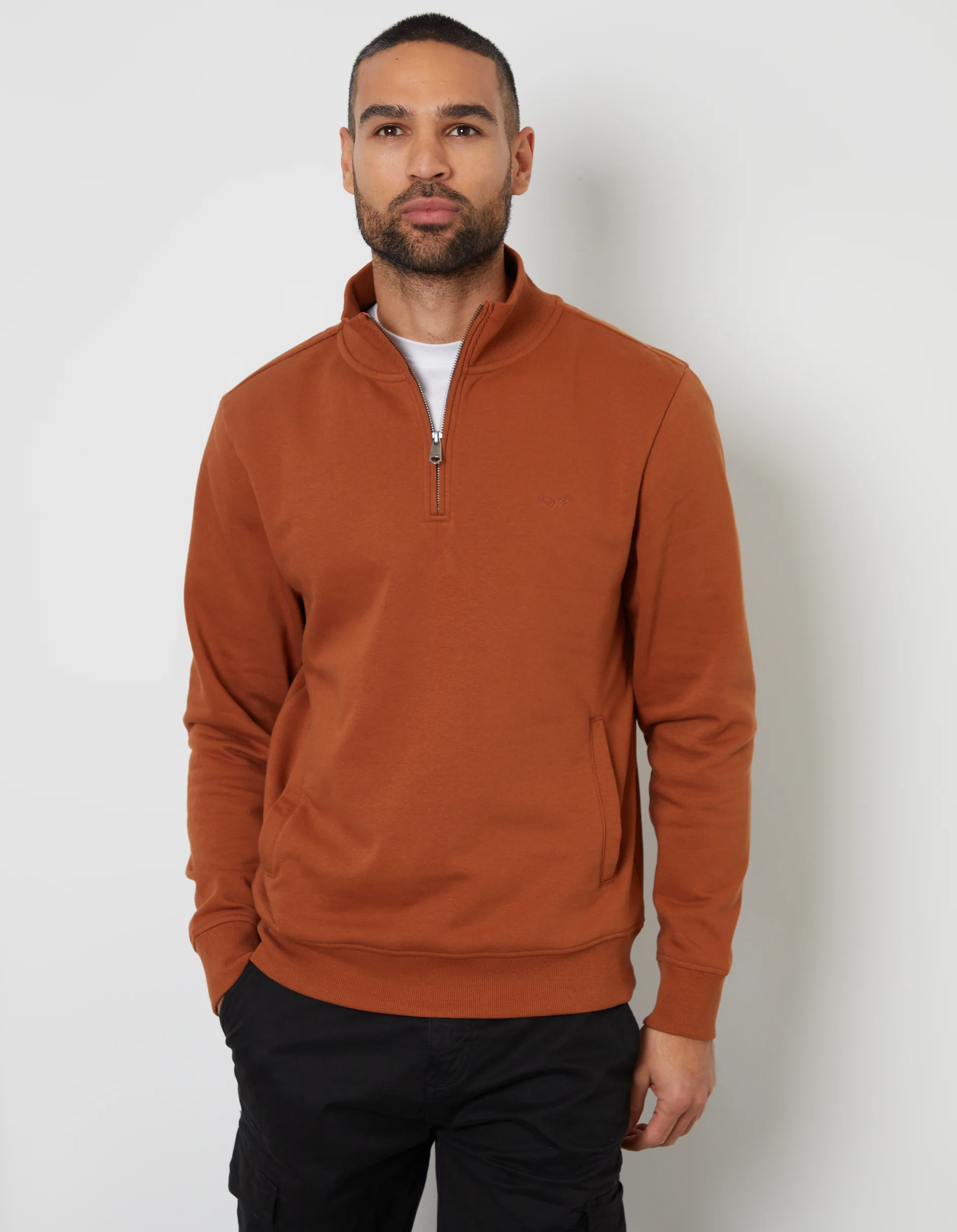 Quarter Zip Sweatshirt in Rust Orange